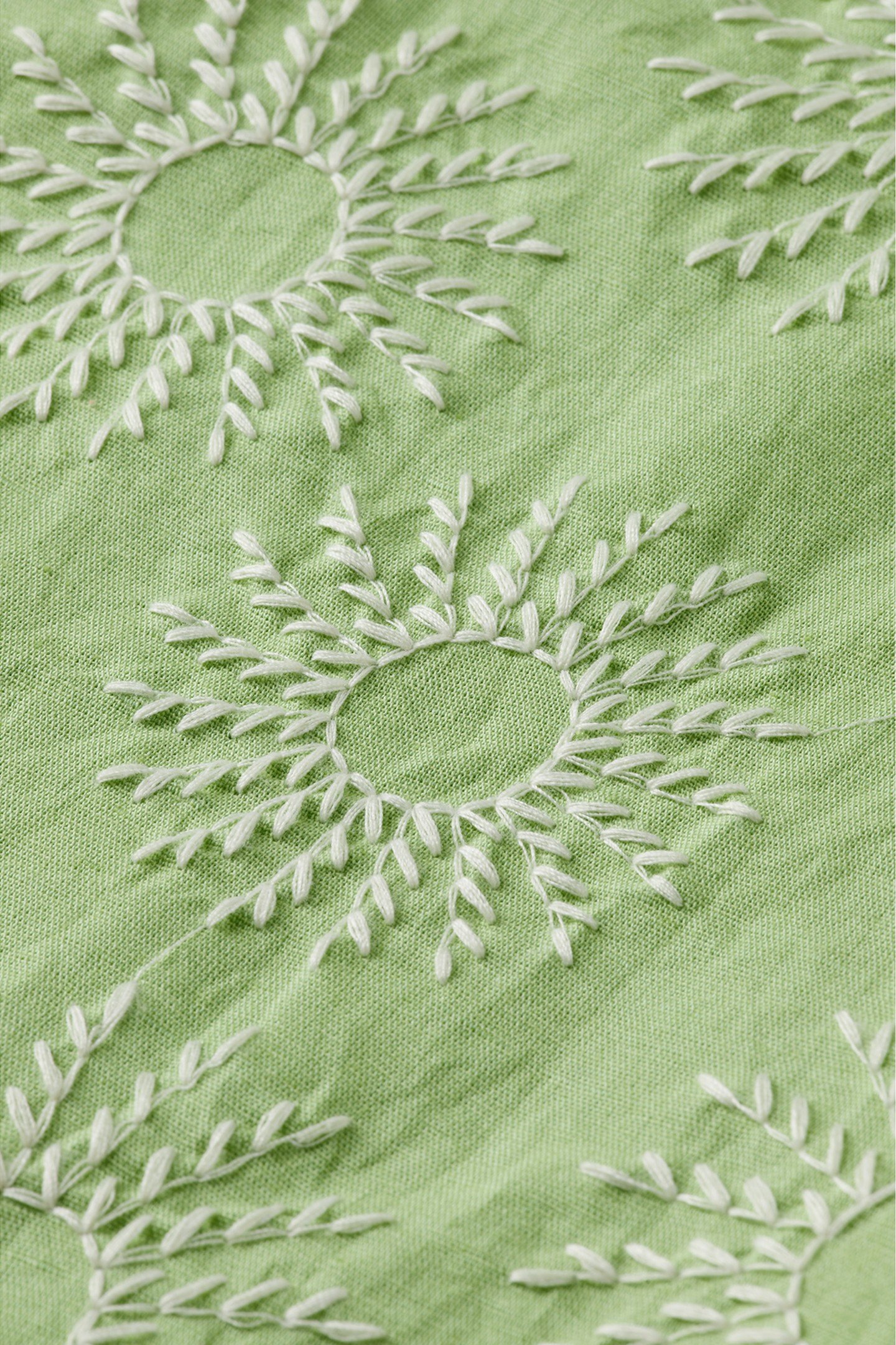 COTTON LINEN EMBROIDERED SHORT SLEEVE SHIRT PISTACHIO 2