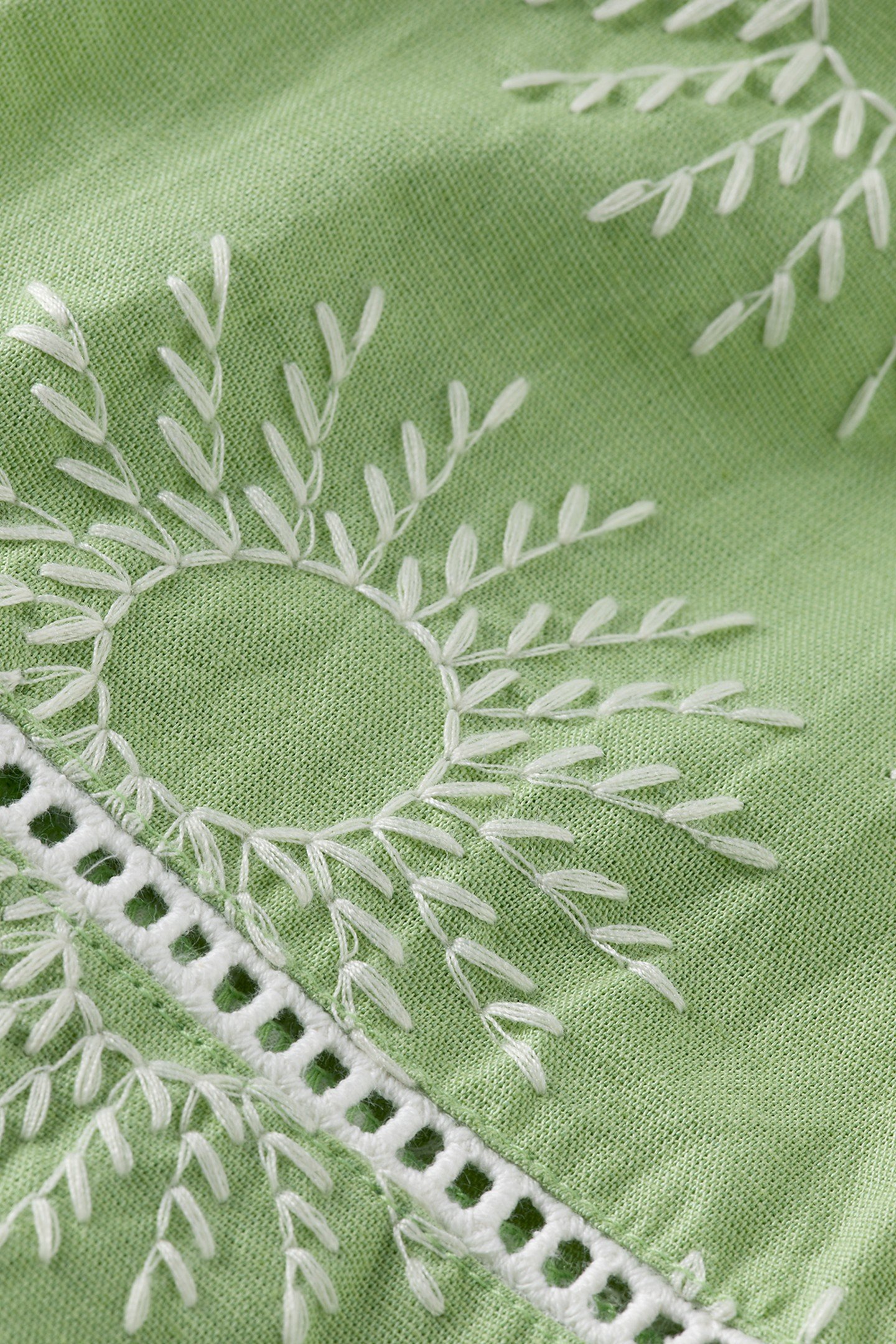 COTTON LINEN EMBROIDERED SHORT SLEEVE SHIRT PISTACHIO 5