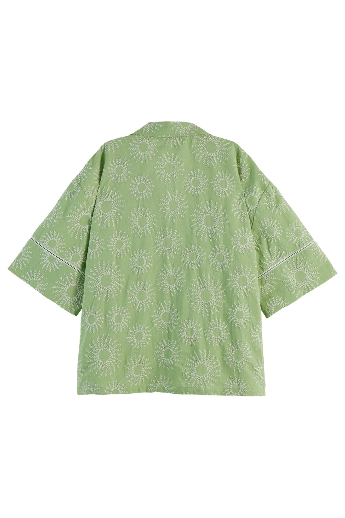 COTTON LINEN EMBROIDERED SHORT SLEEVE SHIRT PISTACHIO 6