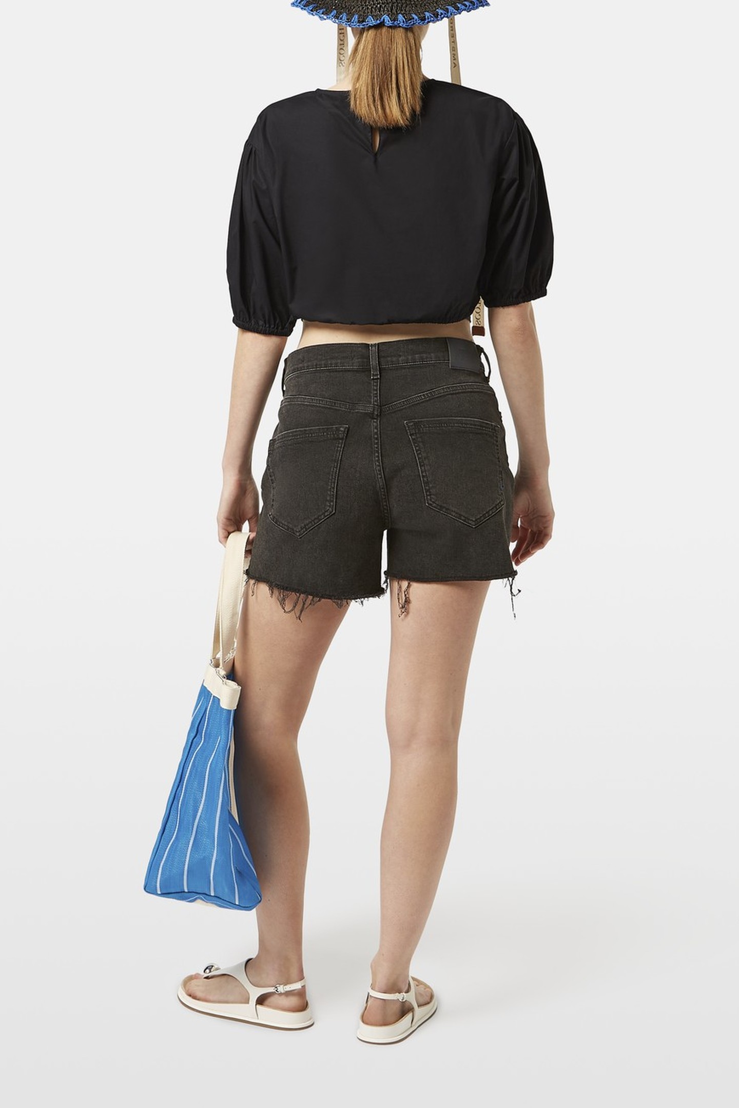 CROPPED POPLIN TOP BLACK 3