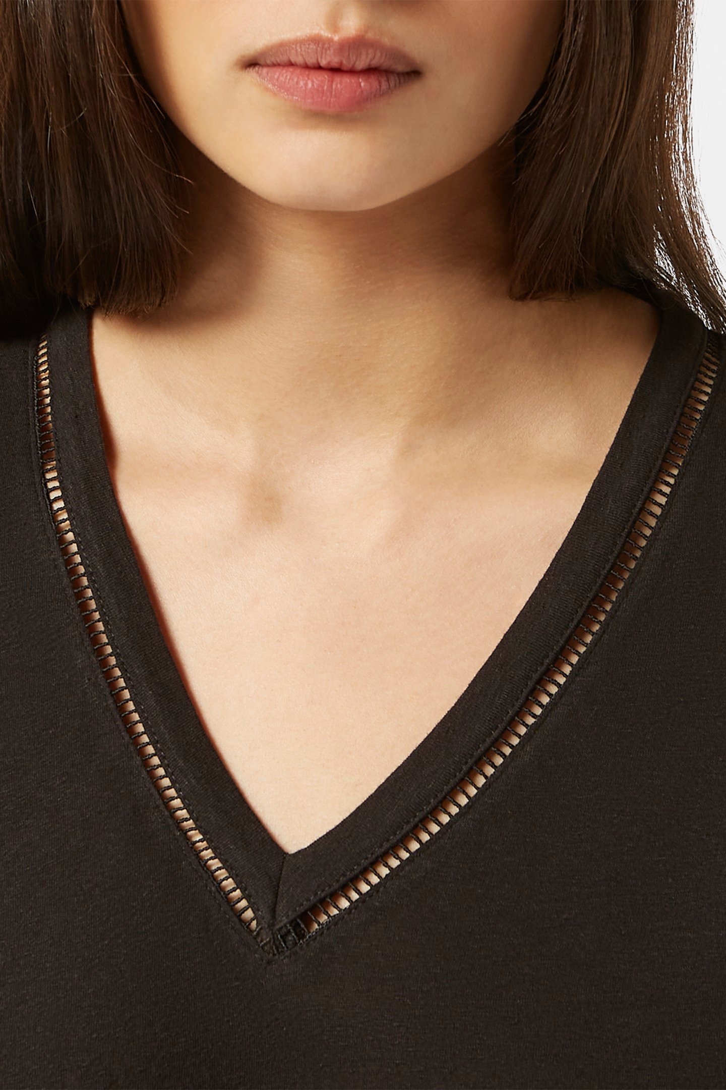 COTTON LINEN V-NECK T-SHIRT PEACH PINK 2