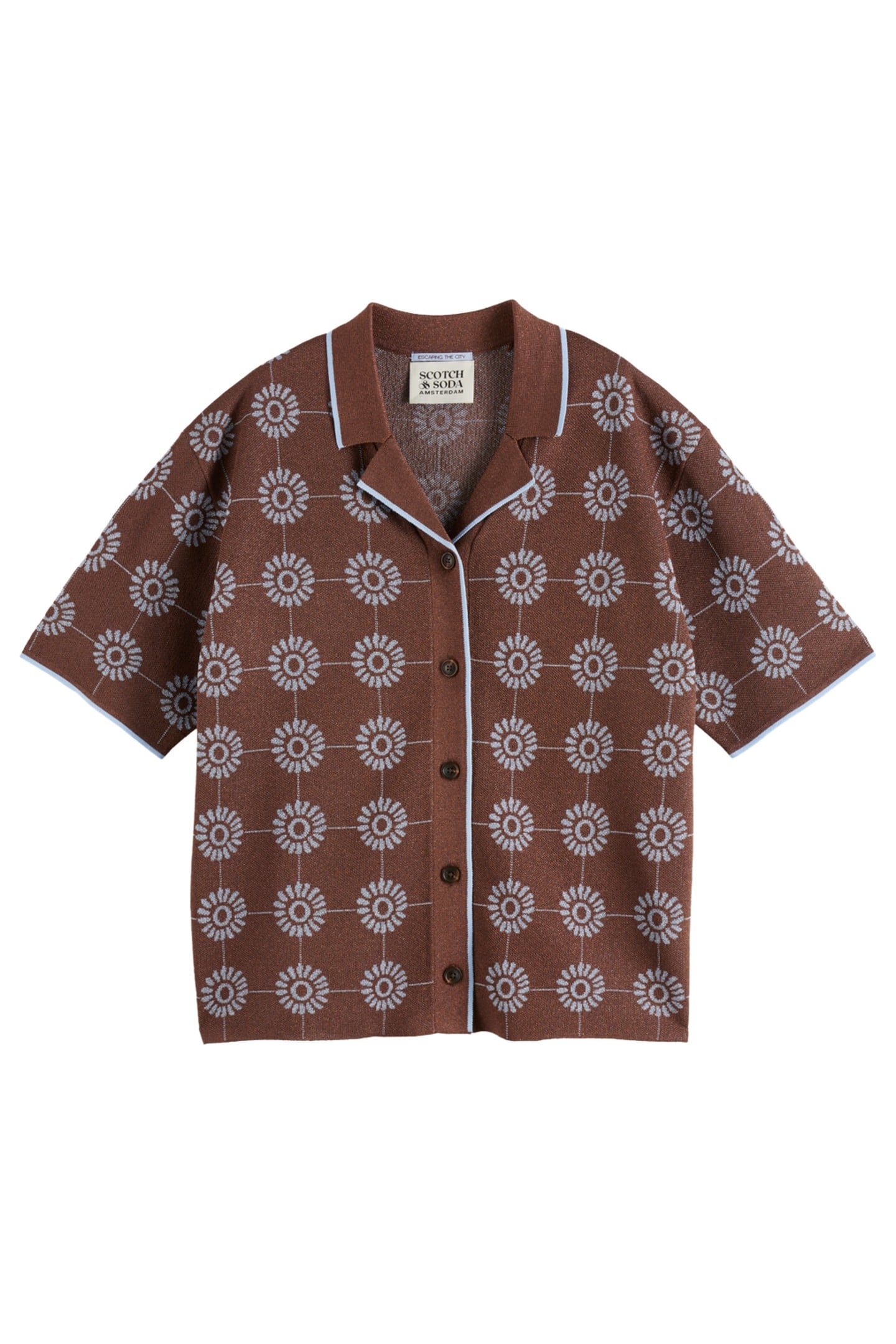 JACQUARD COLLARED KNITTED SHIRT COLD BREW 4