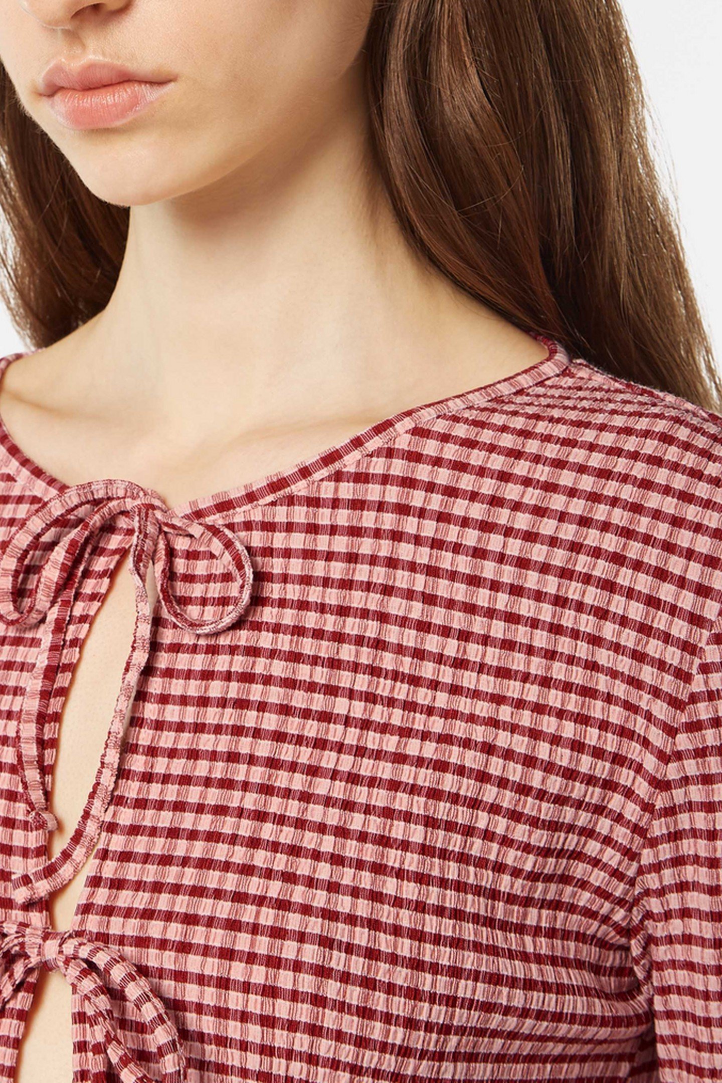 STRUCTURED GINGHAM LS T-SHIRT ROADSIDE RED/ COTTON CANDY 2