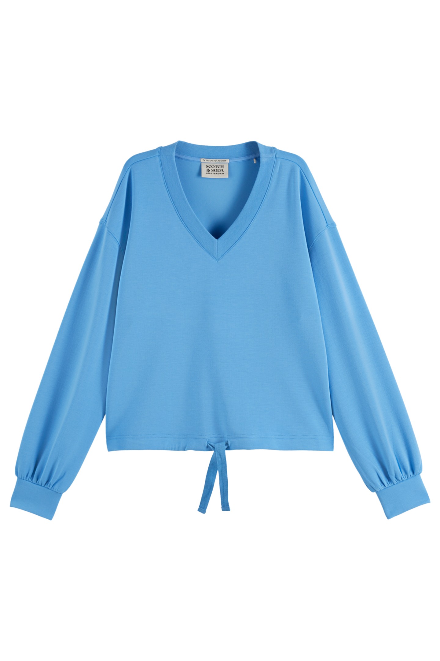 V-NECK MODAL SWEATSHIRT AQUA BLUE 4
