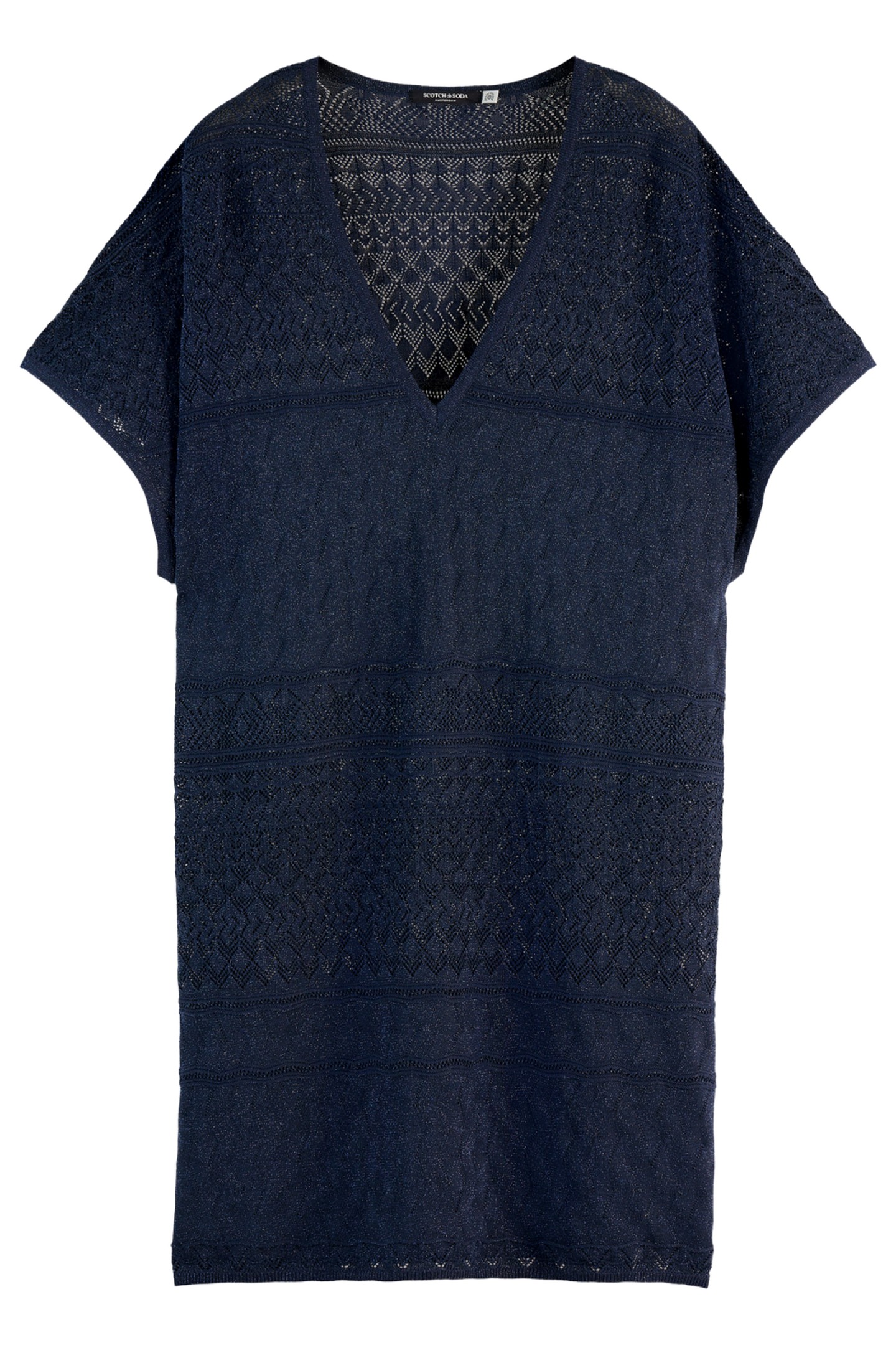METALLIC POINTELLE KNITTED TUNIC MIDNIGHT BLUE 4