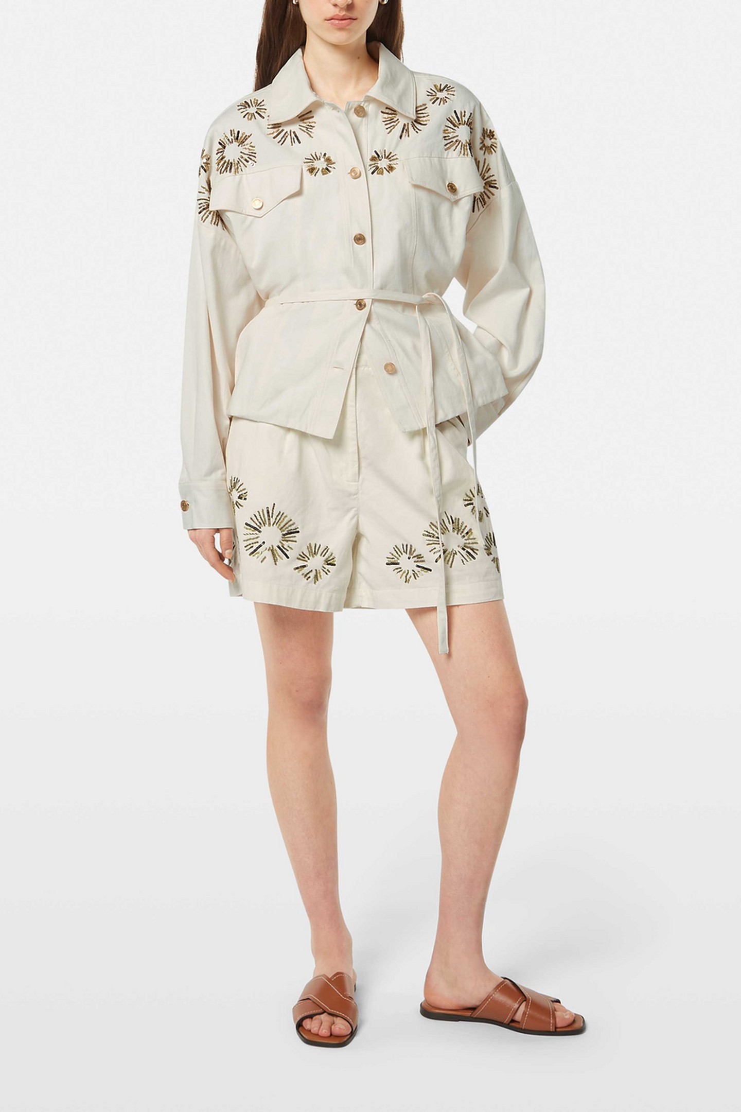 EMBELLISHED HIGH RISE SHORTS SOFT ICE 1