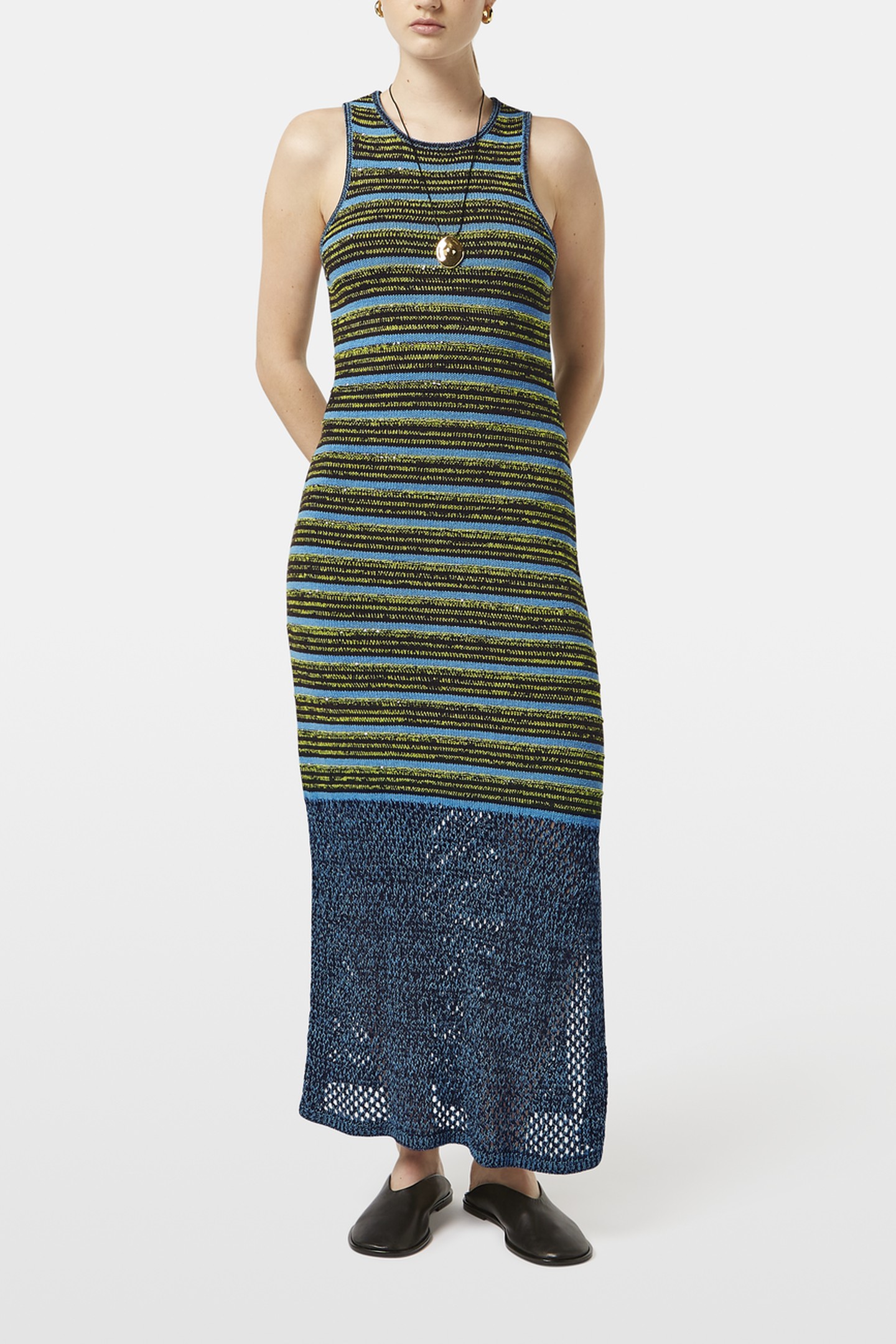 SEQUIN STRIPE KNITTED DRESS WASHED BLACK 1