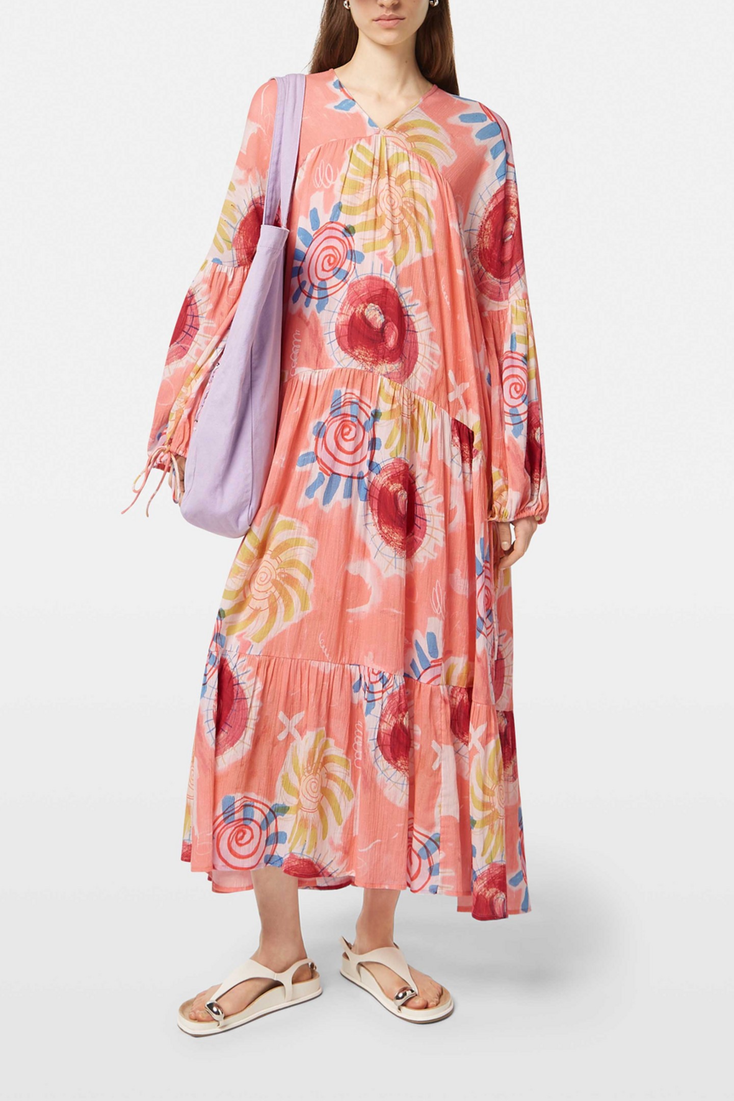 PRINTED CRINKLE MAXI DRESS ABSTRACT SUN PINK by Scotch & Soda