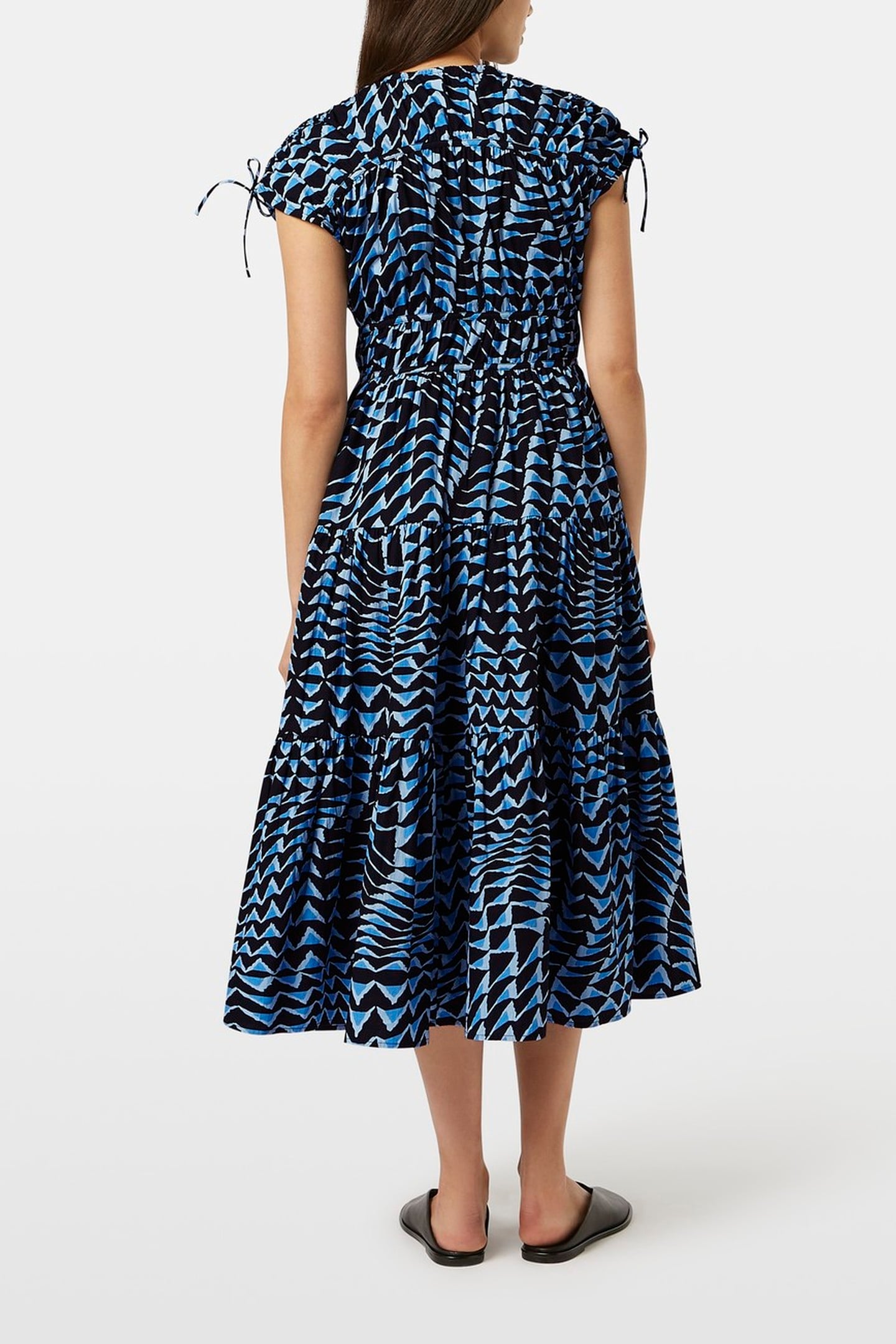 TIERED POPLIN MIDI DRESS HOUSE OF MIRRORS BLUE 2