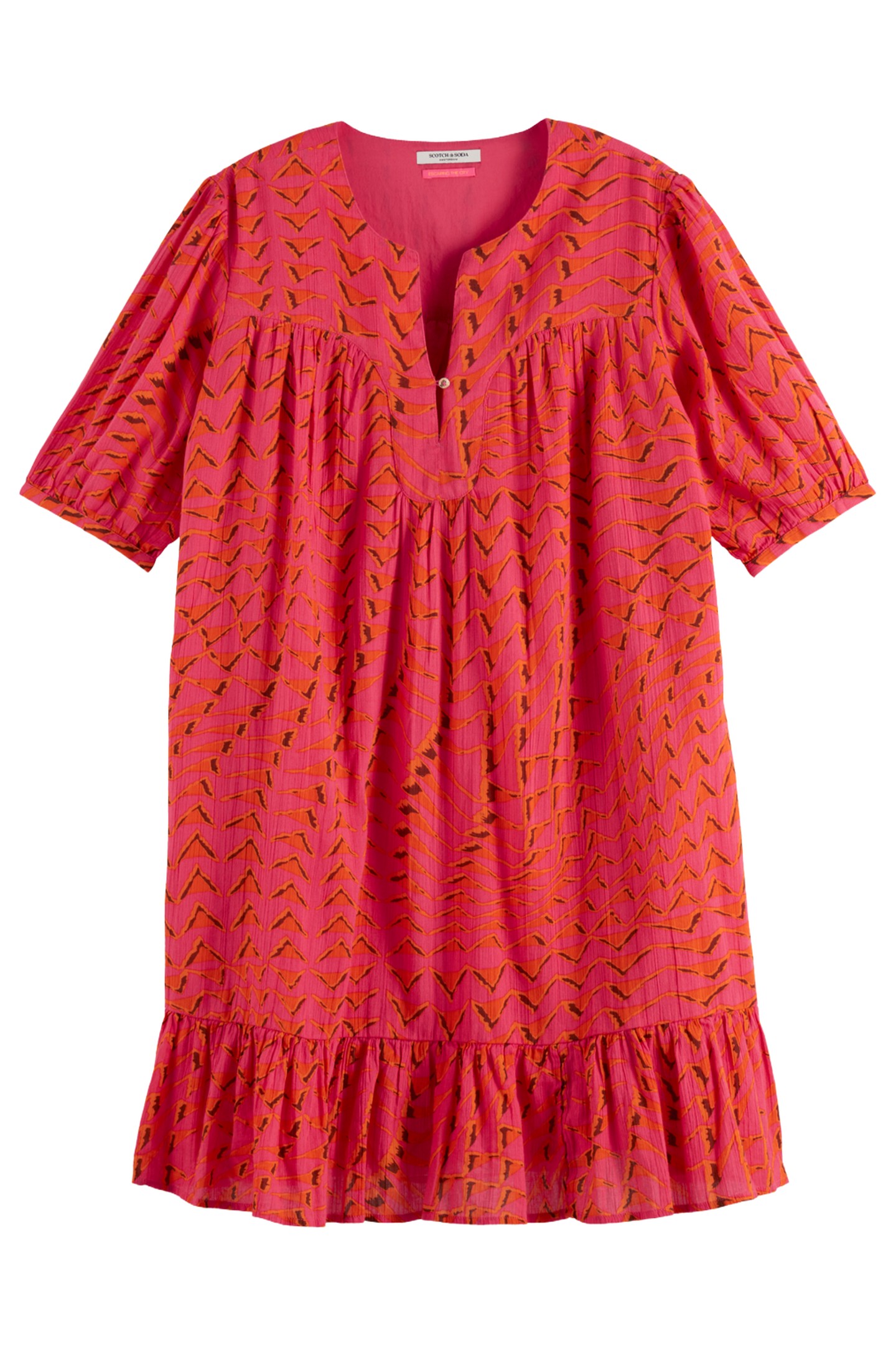 PRINTED CRINKLE MINI DRESS HOUSE OF MIRRORS PINK 7