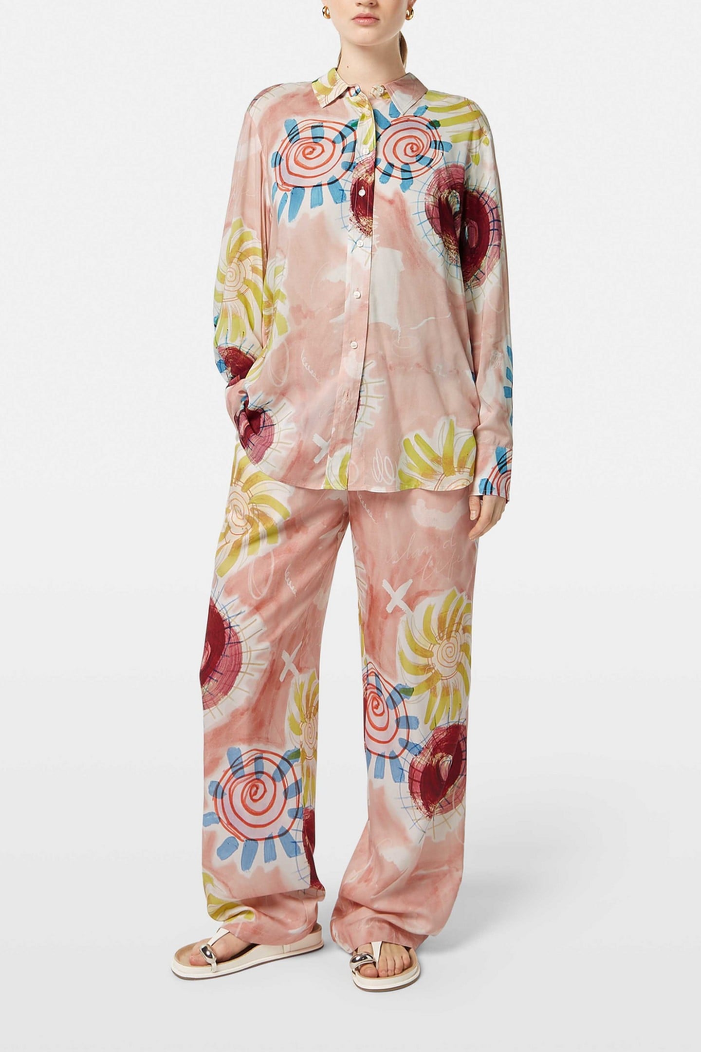 GIA - MID RISE WIDE LEG ELASTICATED TROUSERS ABSTRACT SUN PI 2