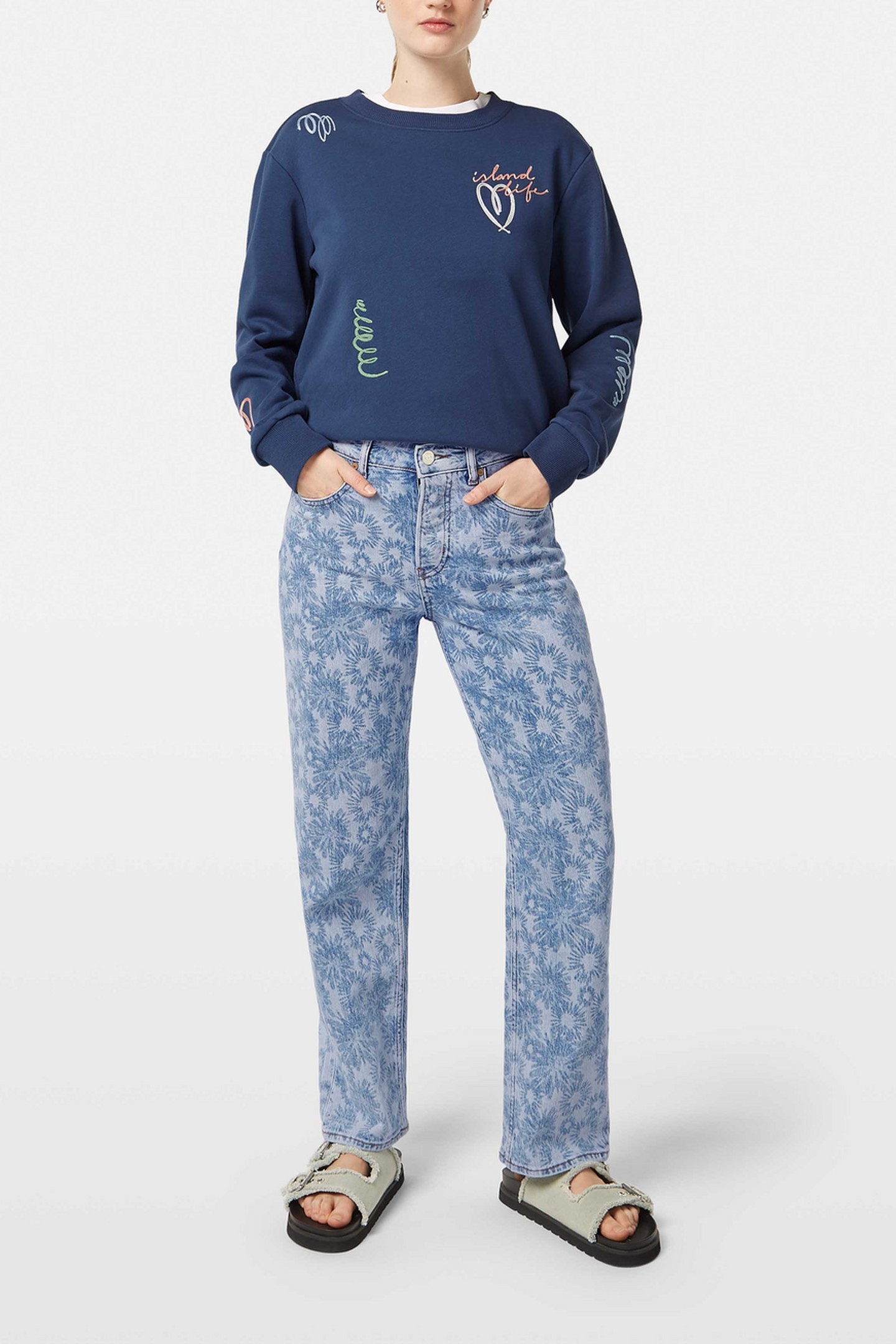 SKY HIGH RISE STRAIGHT JEANS ABSTRACT FLORAL ABSTRACT FLORAL 2