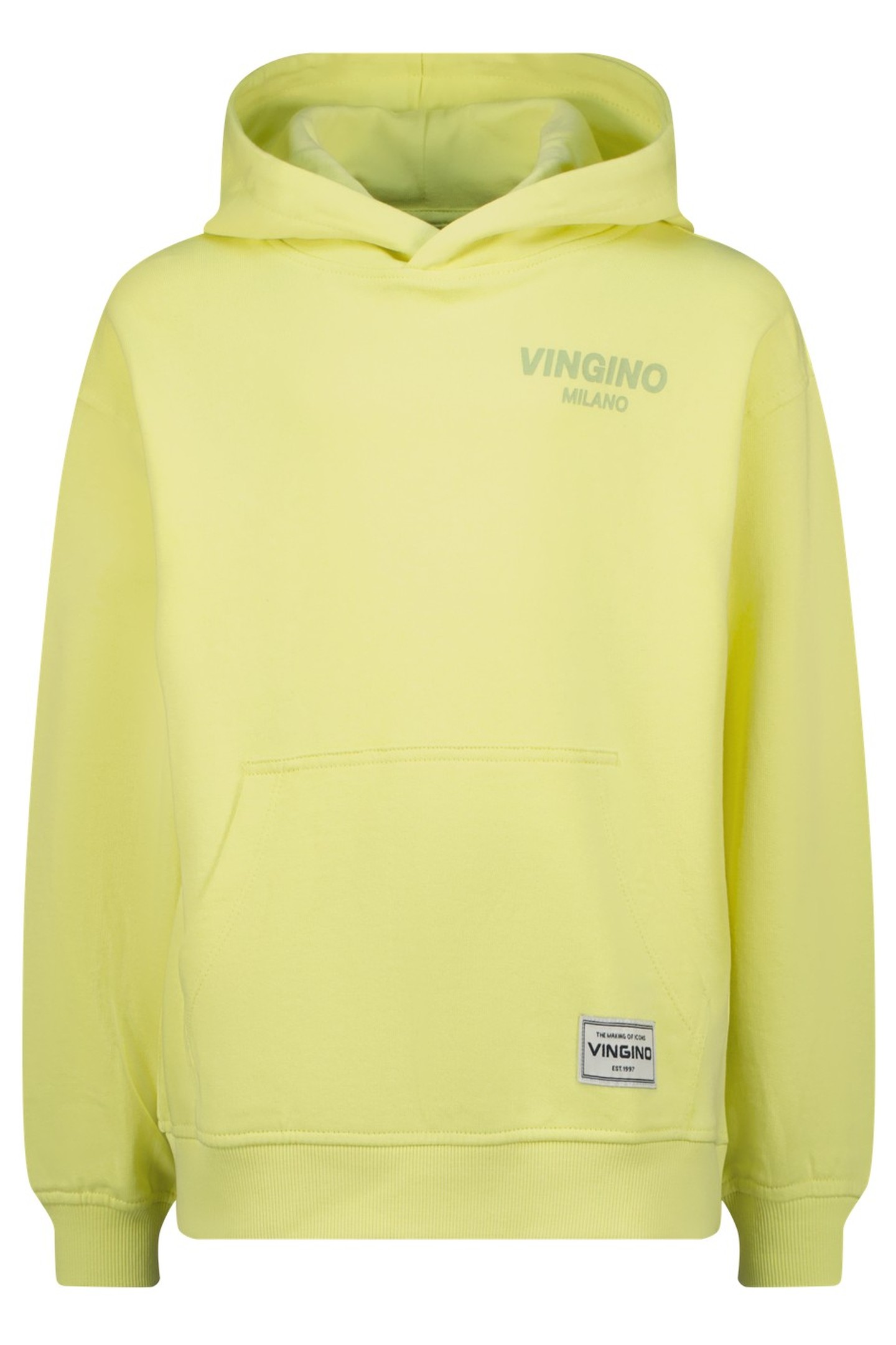 BOYS BASIC-HOODY SWEATER PALE LIME YELLOW 1