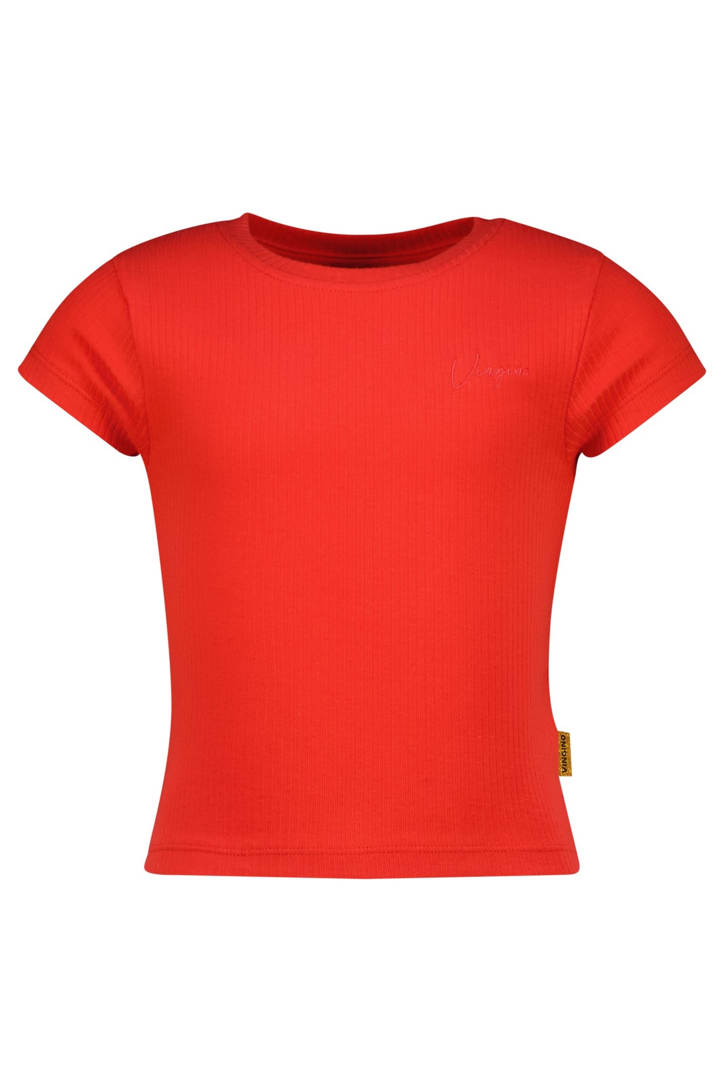 GIRLS BASIC-CROP RIB TEE T-SHIRT BREEZE RED 1