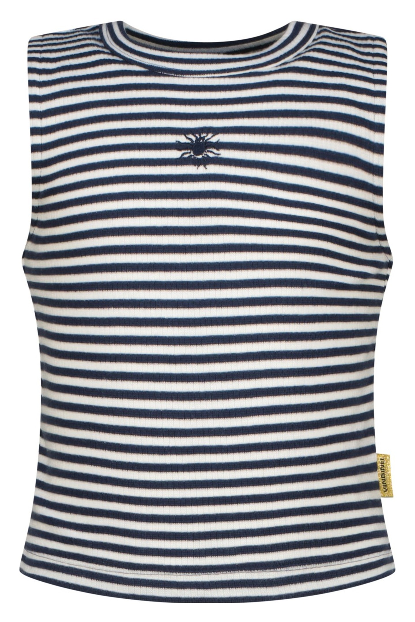 GIRLS BASIC-CROP RIB TOP STRIPE TOP DARK BLUE 1