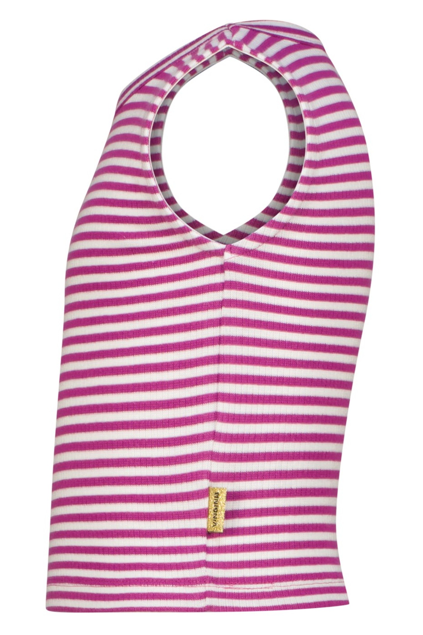 GIRLS BASIC-CROP RIB TOP STRIPE TOP ASTER PINK 3