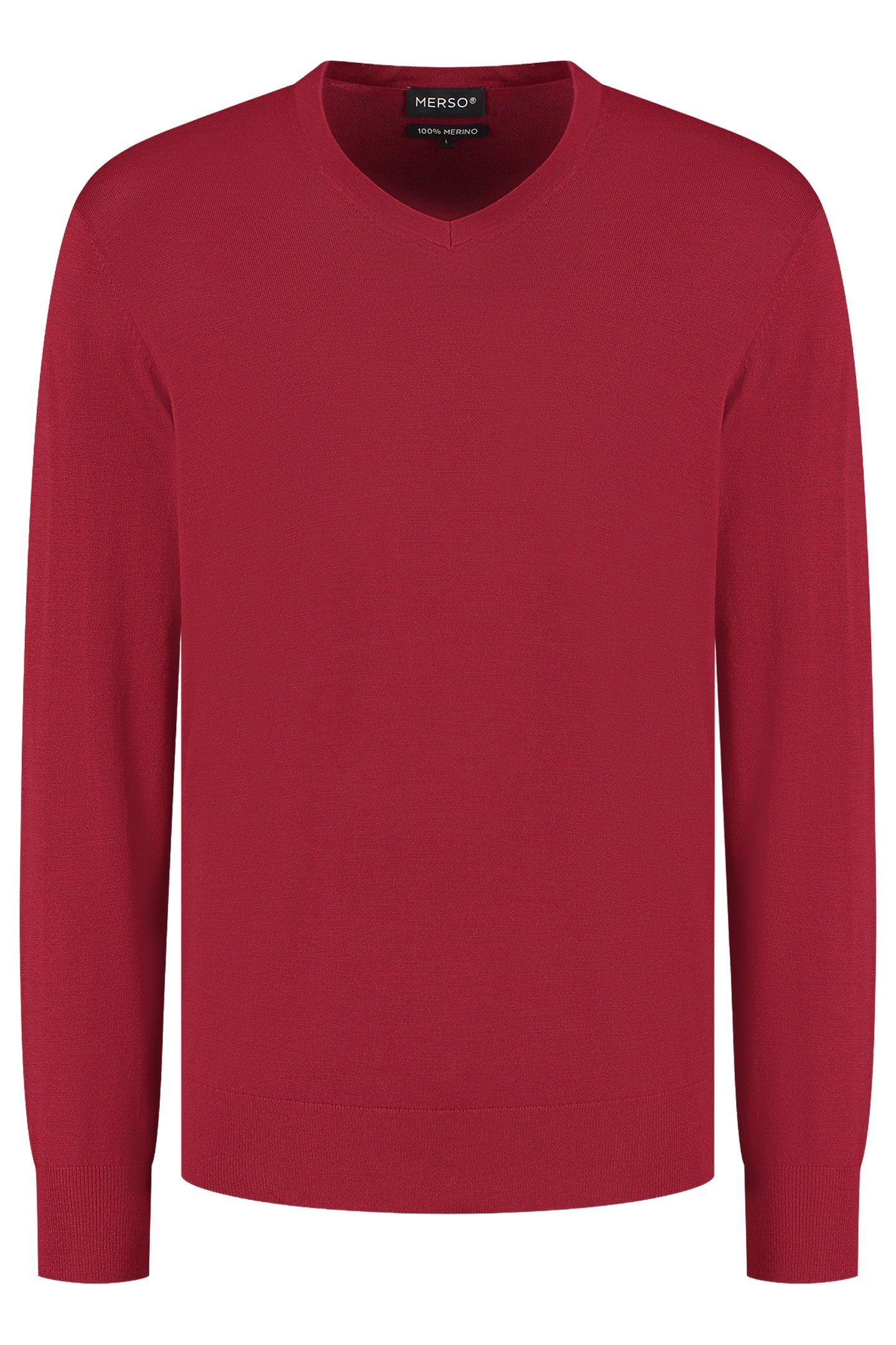 V NECK100% MERINO EMBER RED 7