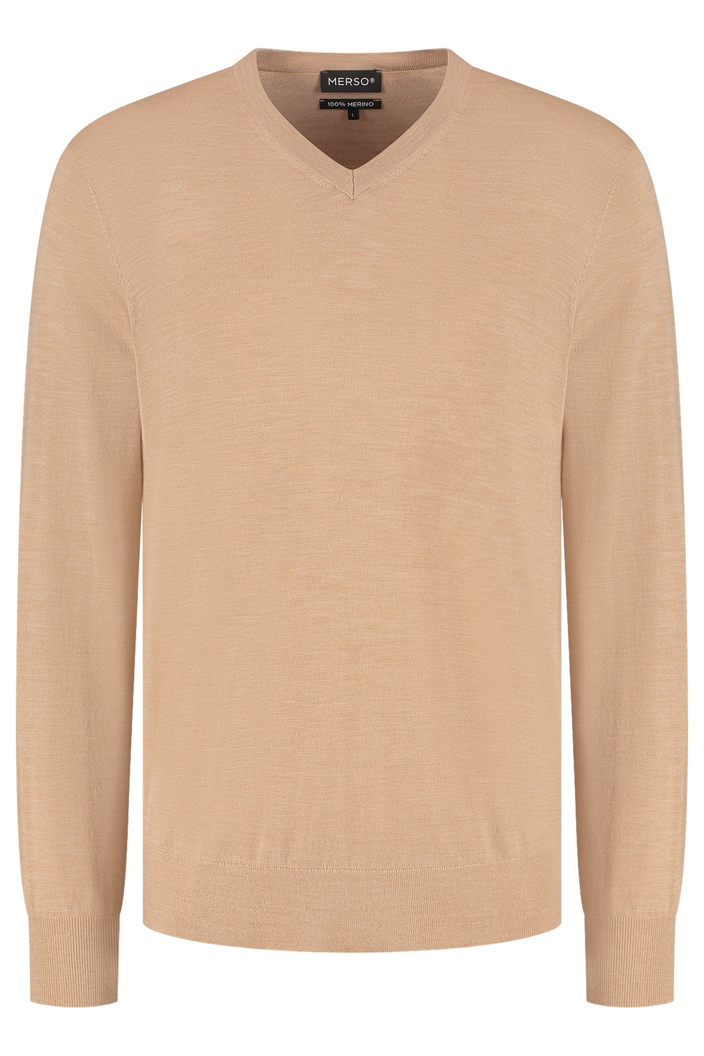 V NECK100% MERINO SAHARA SAND 3