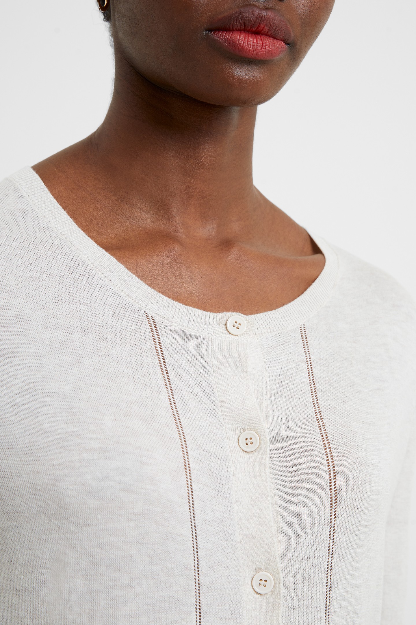 SPRING LIGHT KNTS LNGSLV CARDI OATMEAL MEL 4