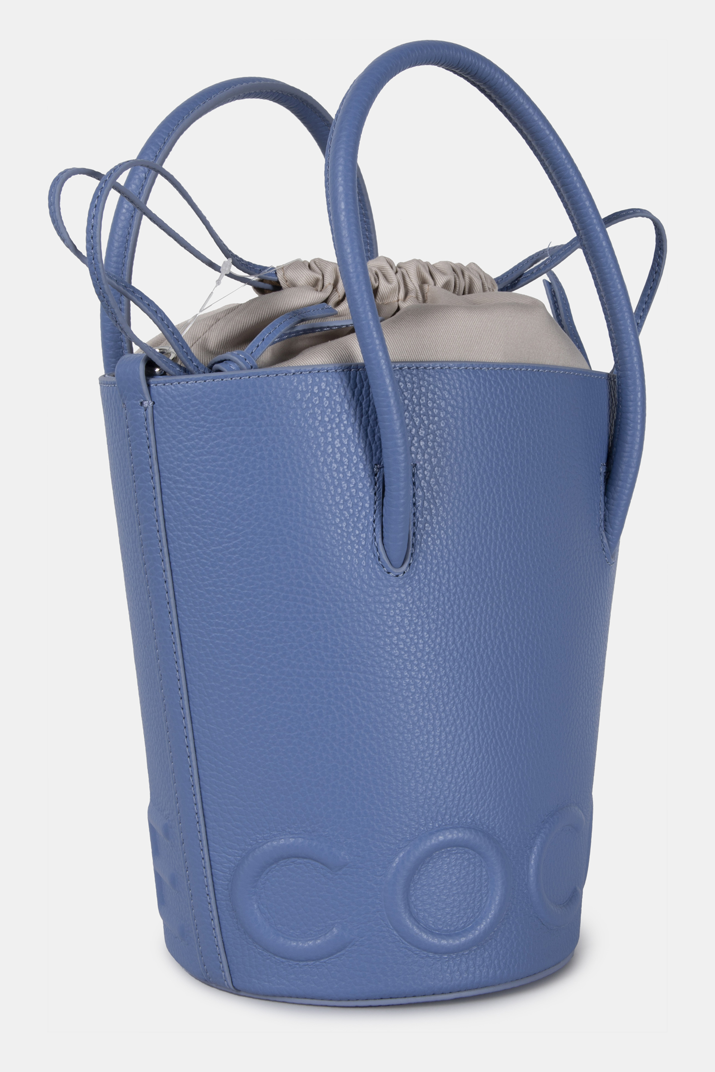 LEATHER BUCKET BAG IN BLUE 3
