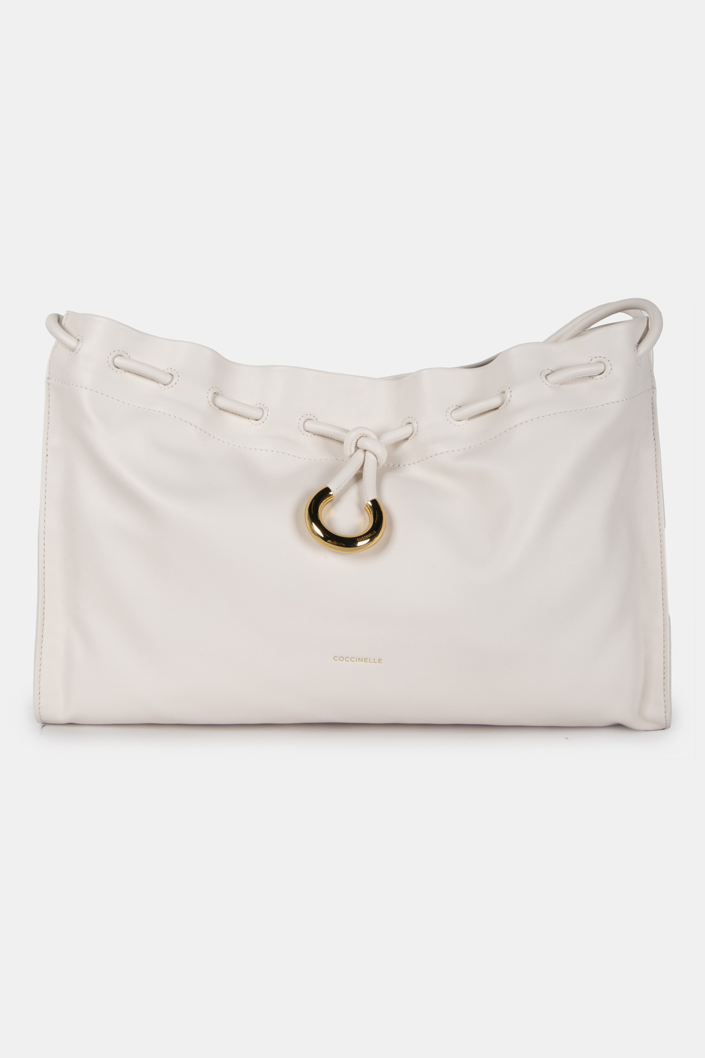 LEATHER LARGE SHOULDER BAG IN CREAM 2