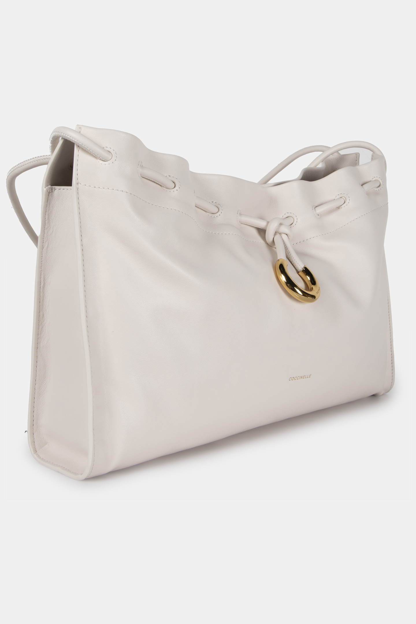 LEATHER LARGE SHOULDER BAG IN CREAM 3