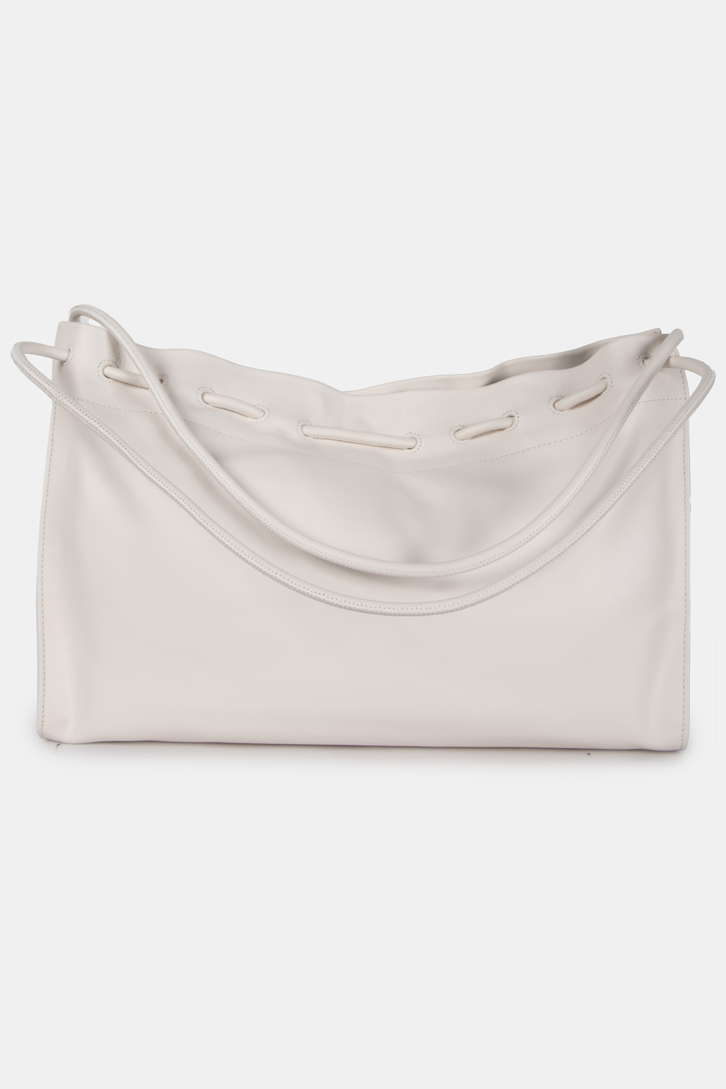 LEATHER LARGE SHOULDER BAG IN CREAM 4