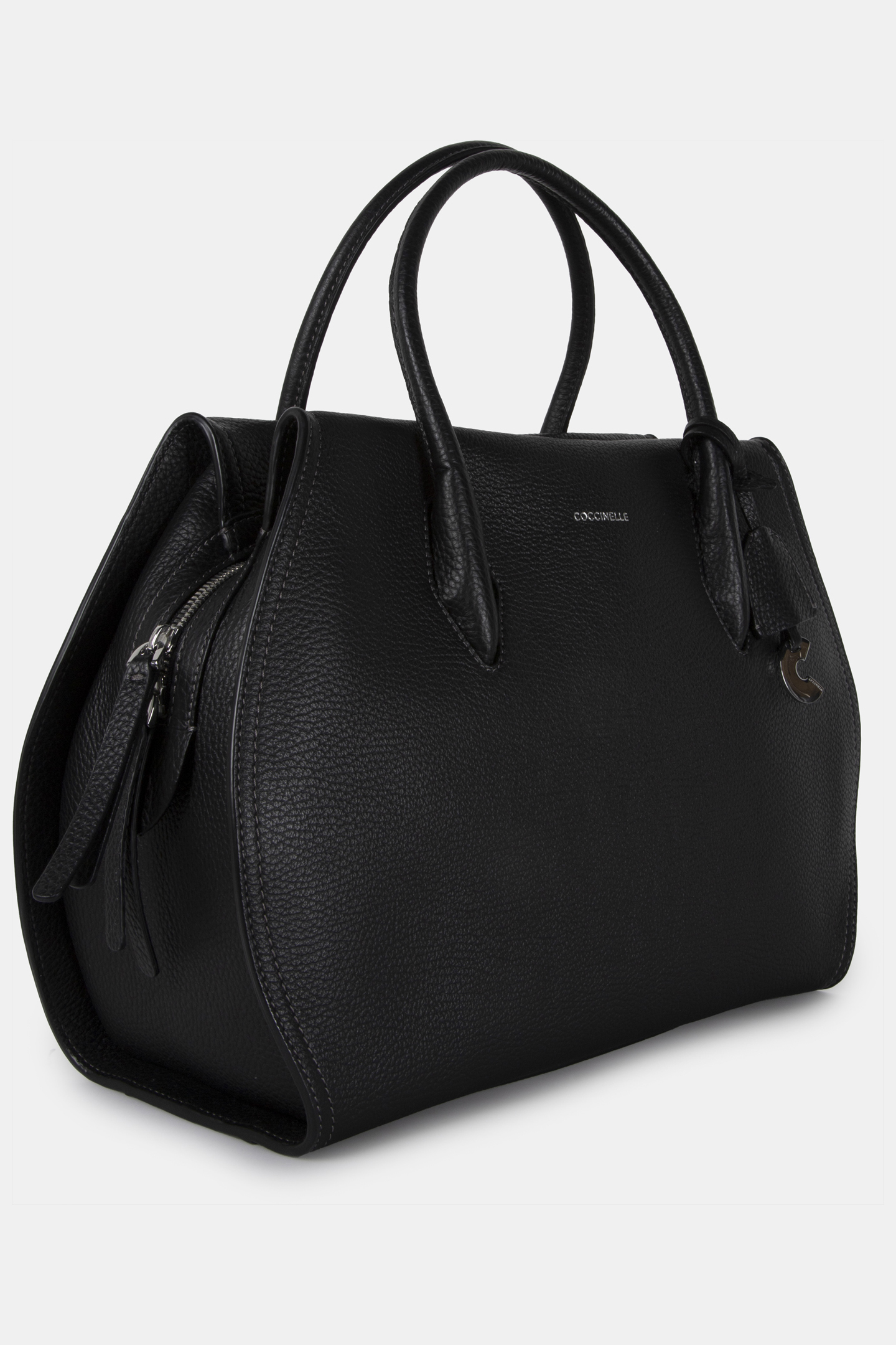 LEATHER MEDIUM SATCHEL BAG IN BLACK 3