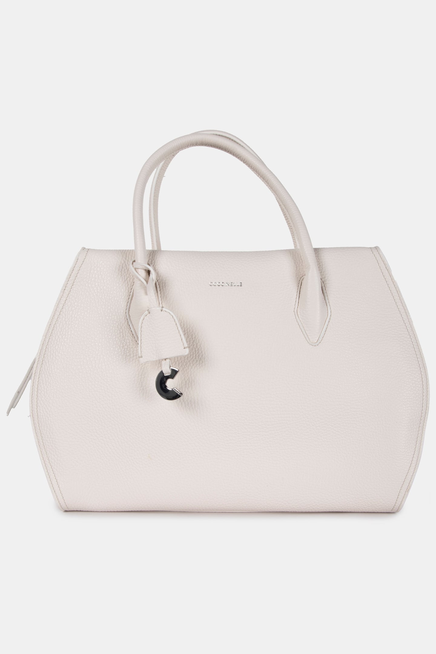 LEATHER MEDIUM SATCHEL BAG IN CREAM 2