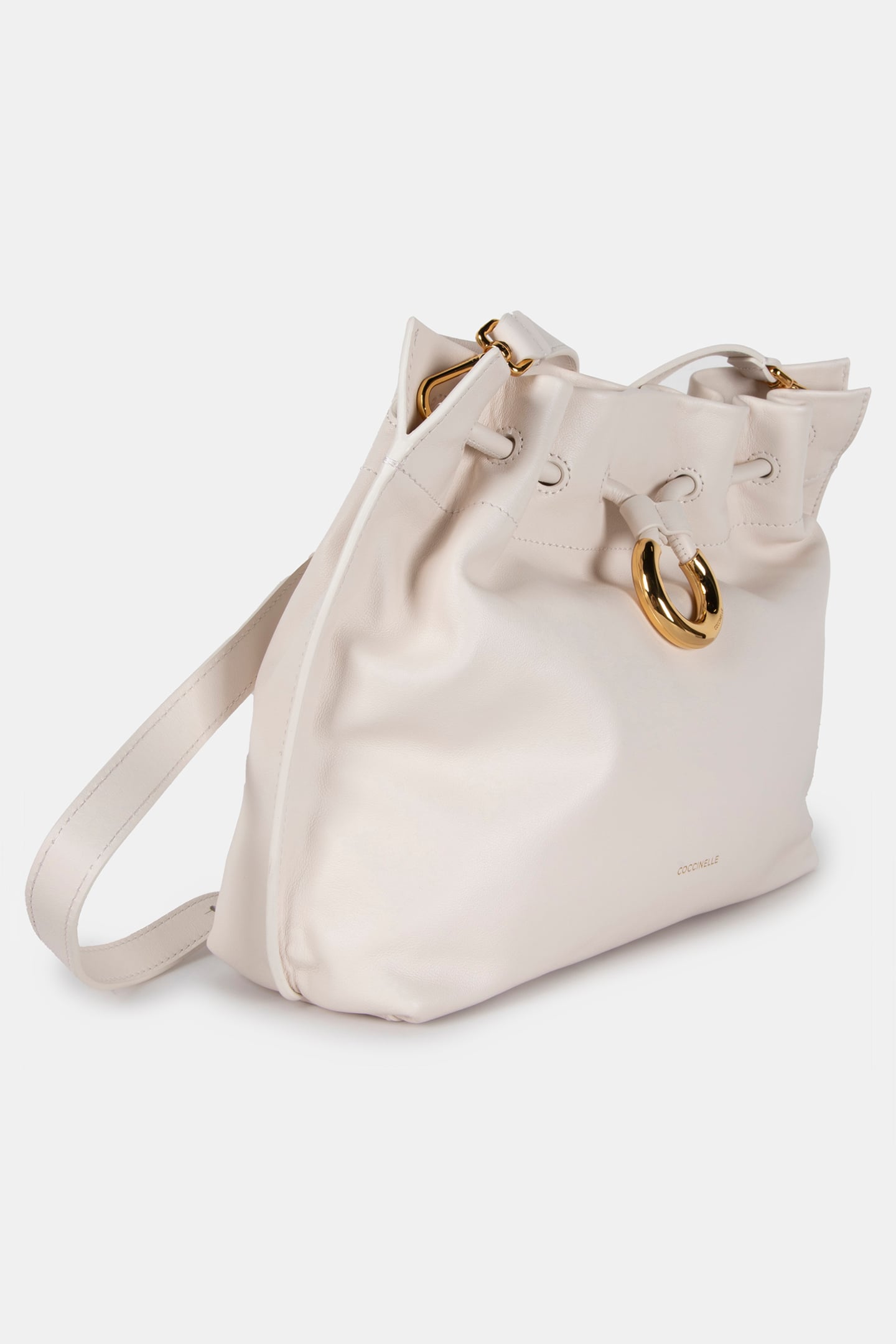 GRAINED LEATHER CROSS BODY BAG IN CREAM 3