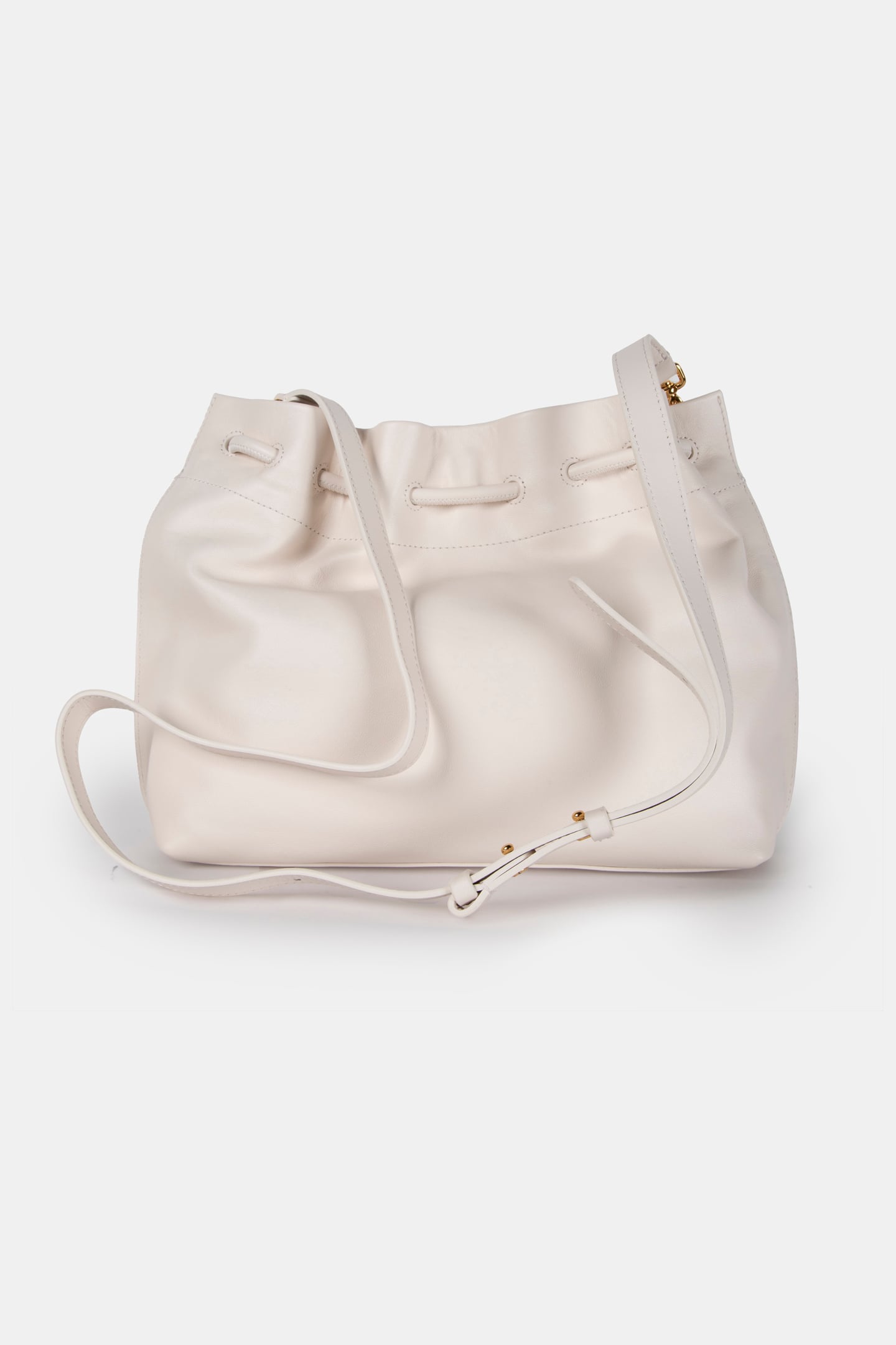GRAINED LEATHER CROSS BODY BAG IN CREAM 4