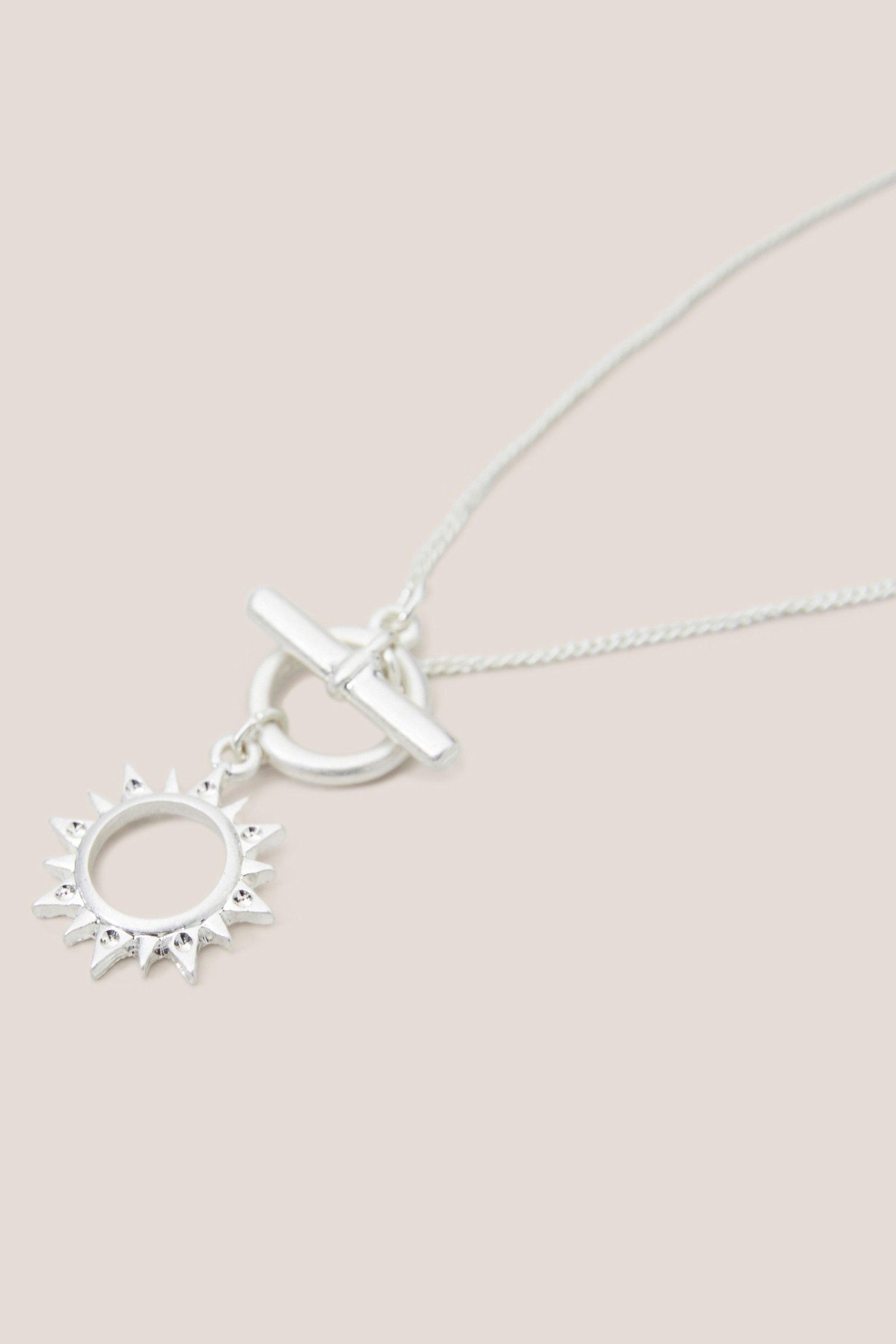 White Stuff Sun Pendant Necklace Silver Tone Metallic Maat: OS | Kettingen Outlet | Dames | Zilver