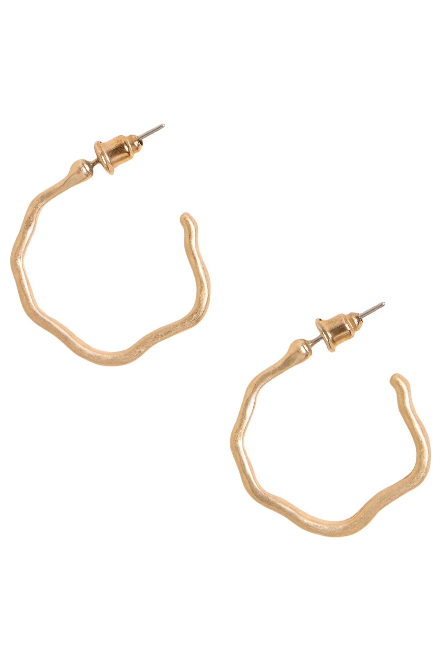 ABSTRACT HOOP EARRINGS GOLD TONE METALLIC 2