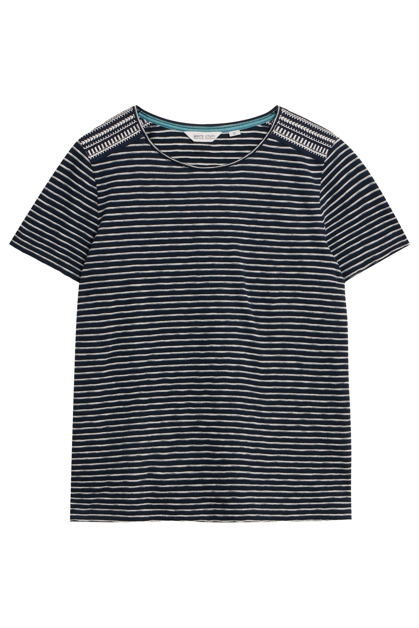 ABBIE EMBROIDERED STRIPE TEE IVORY MULTI 4