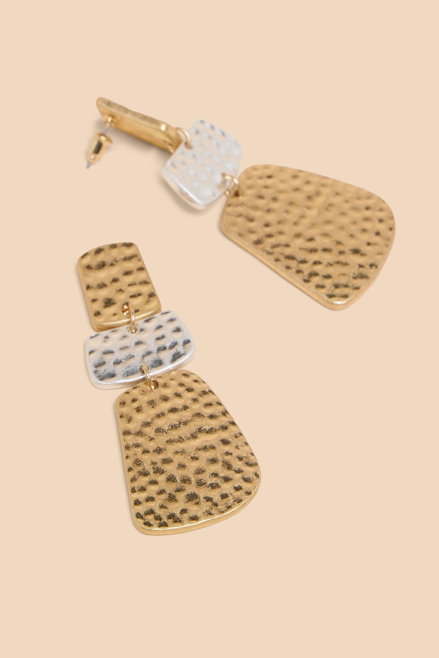 LIV HAMMERED DROP EARRINGS MIXED METALLIC 1