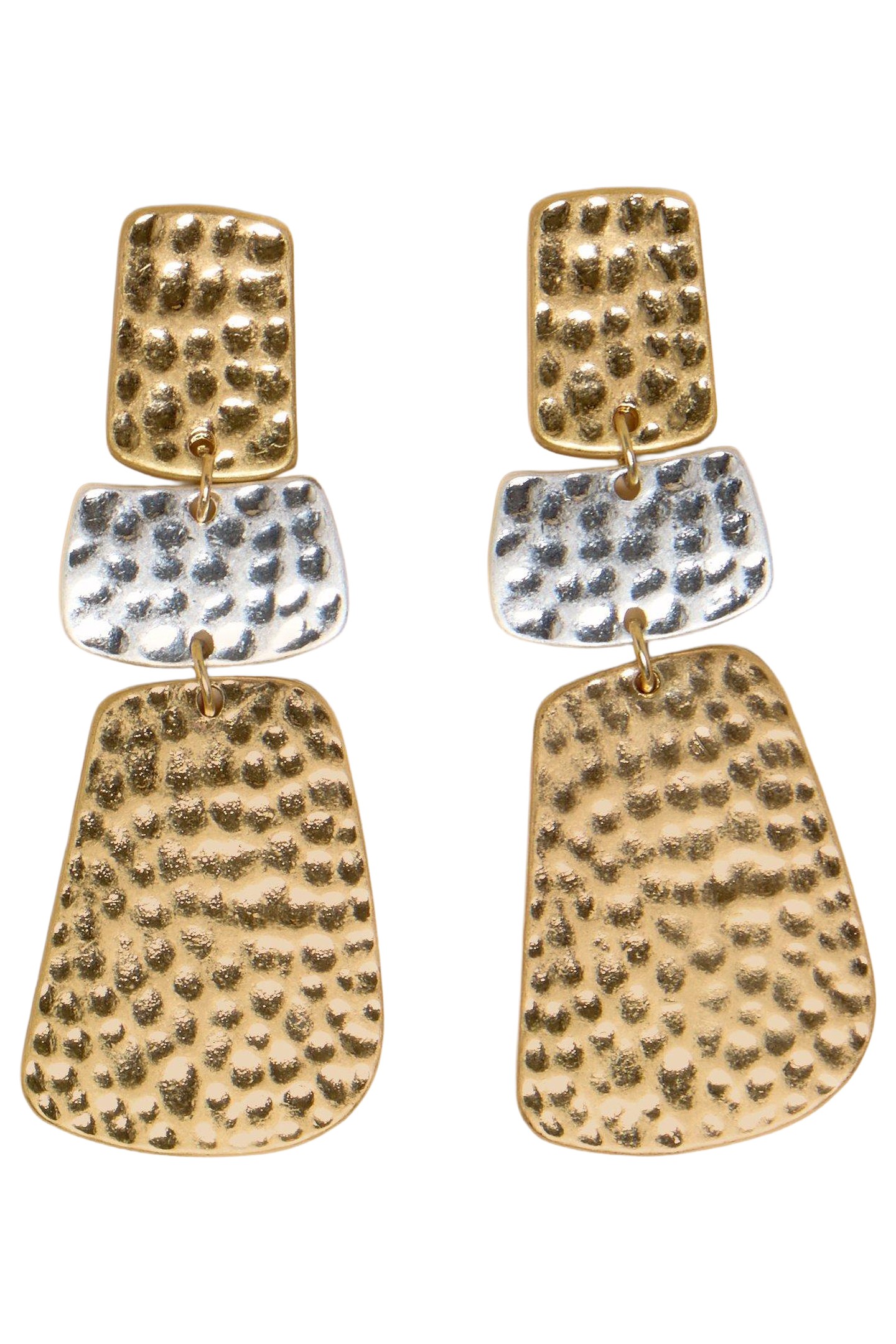 LIV HAMMERED DROP EARRINGS MIXED METALLIC 2