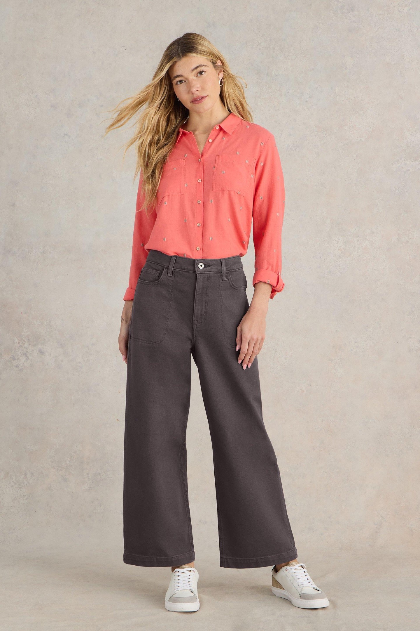 White Stuff Tia Wide Leg Crop Jean Dusty Purple Maat: 12 REGULAR | Wijde Broeken Outlet | Dames | Grijs
