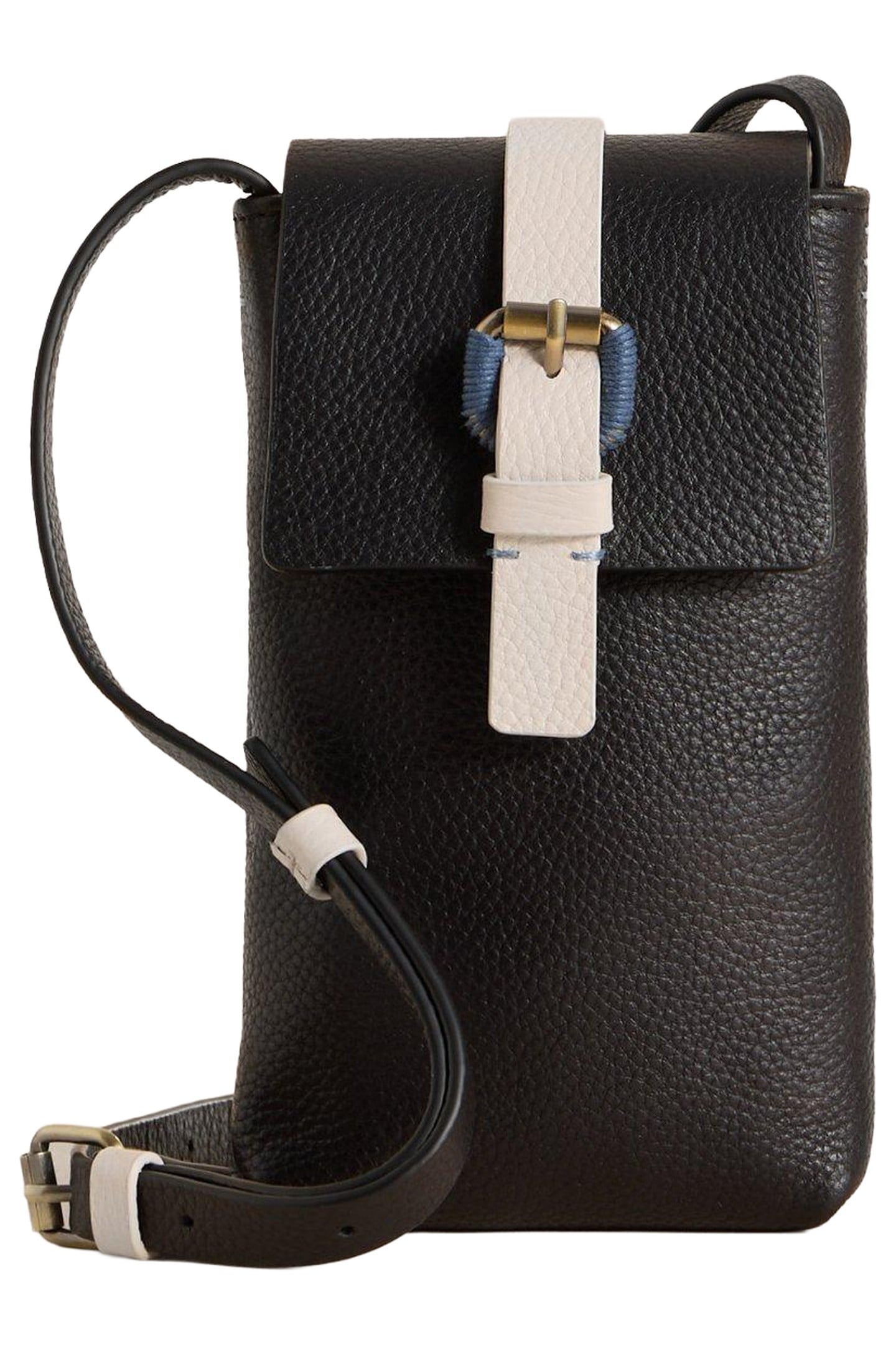 CLARA BUCKLE LEATHER PHONE BAG PURE BLACK 3