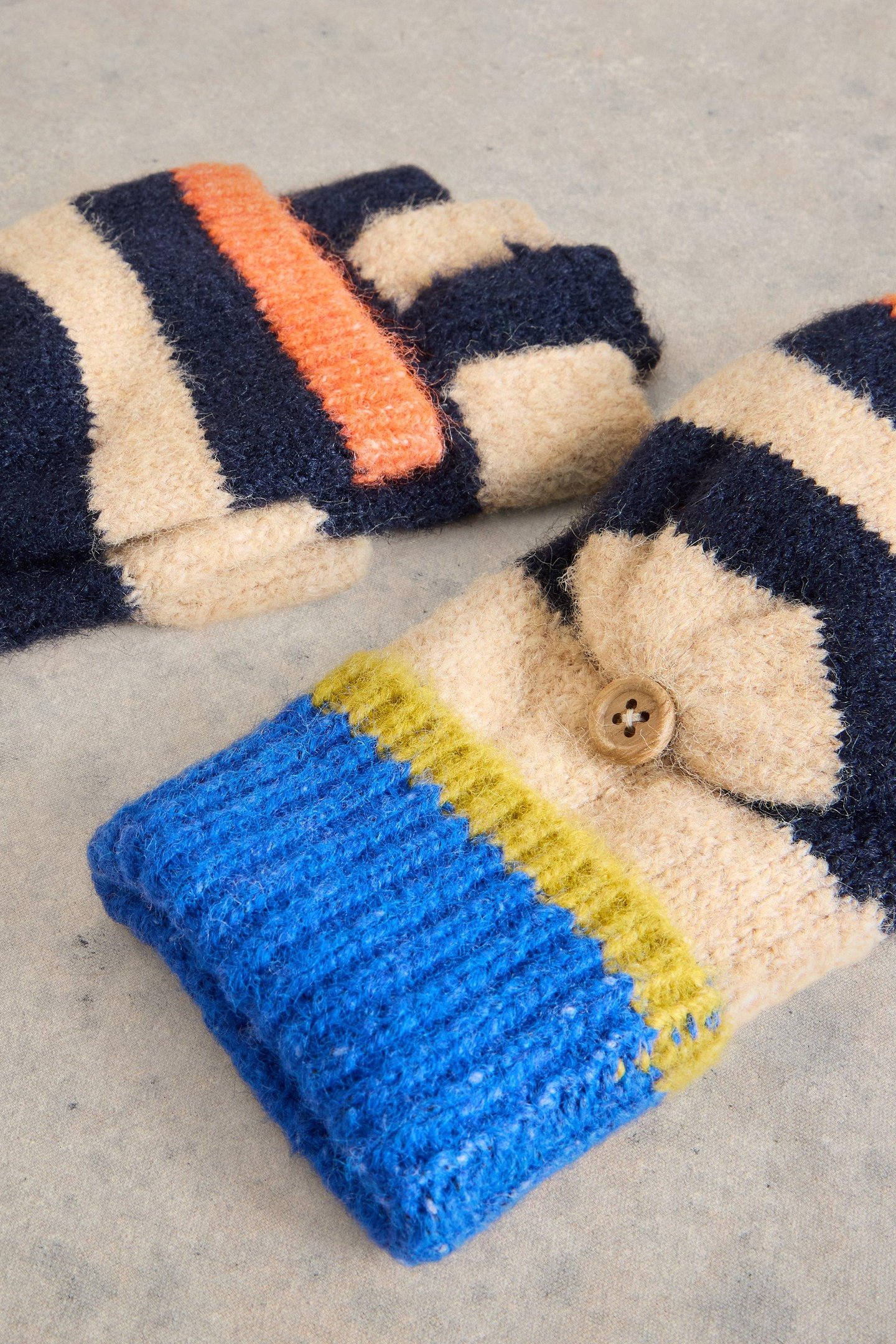 BLOCK STRIPE FLIP MITT NATURAL MULTI 3