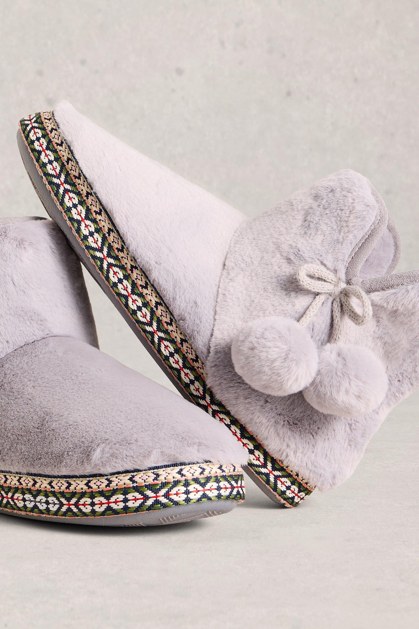 FAUX FUR BOOTIE SLIPPER MID GREY 2