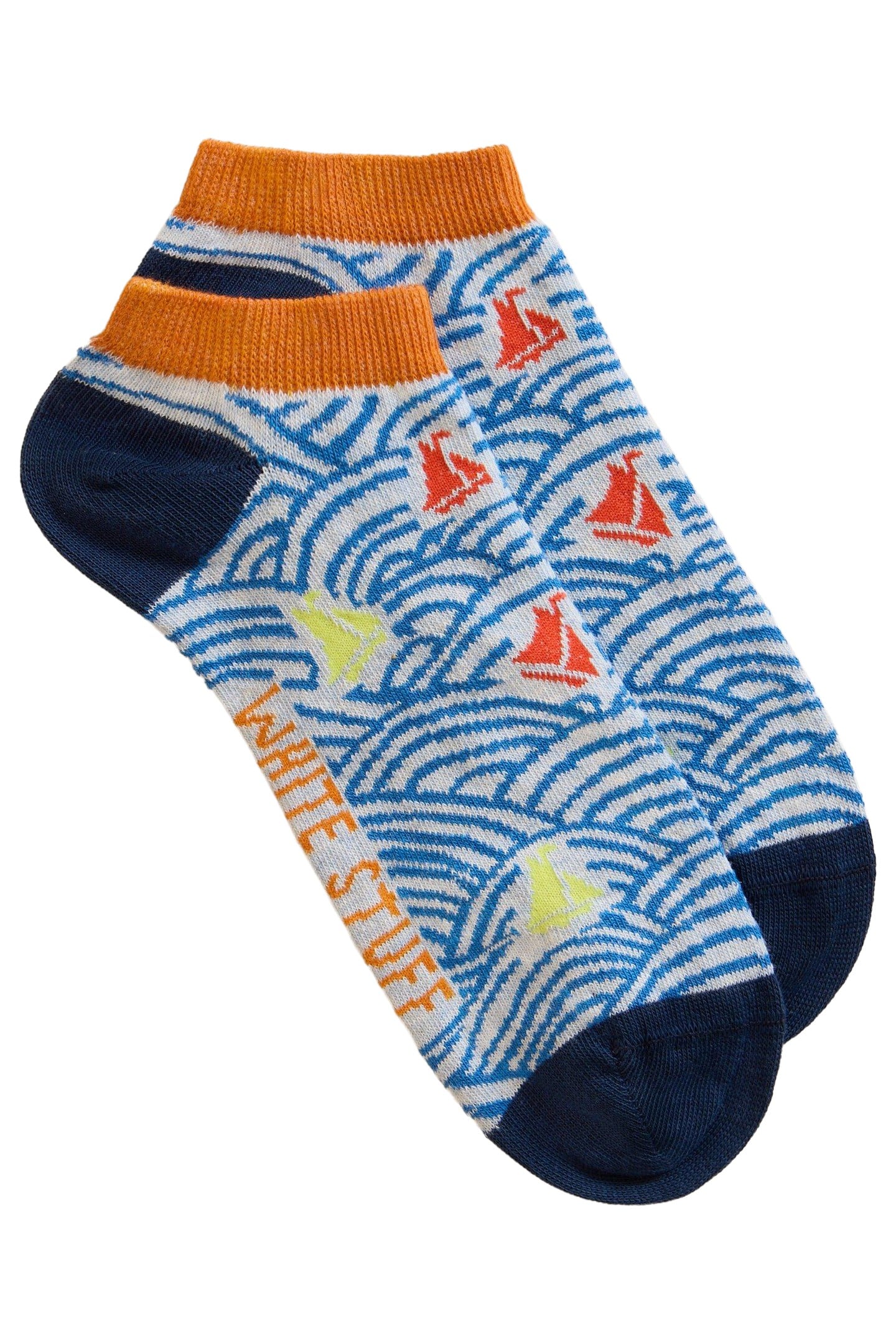 White Stuff Boats On A Wave Trainer Sock Teal Multi Maat: 7-9 | Sokken Outlet | Heren | Blauw