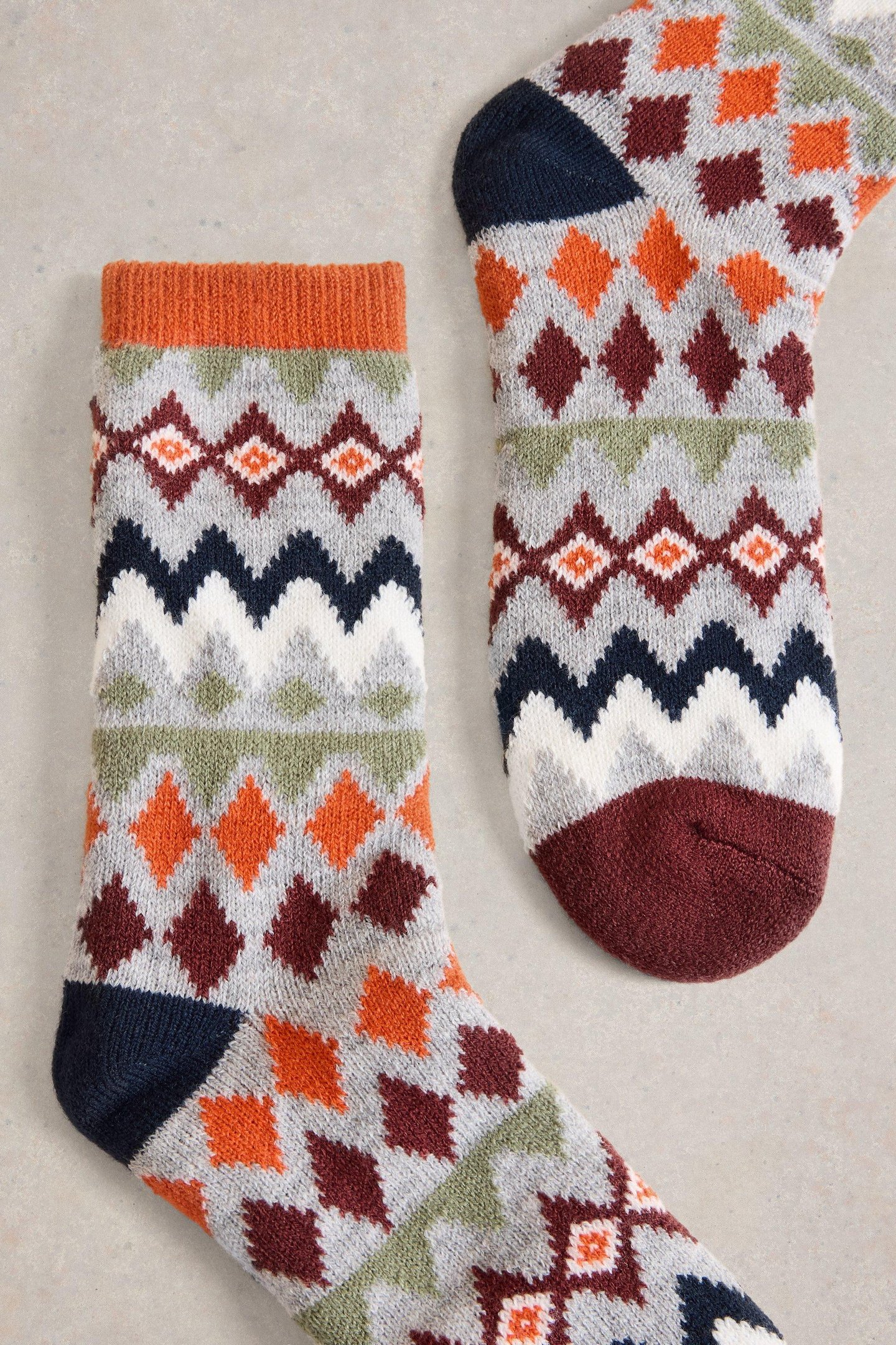 FAIRISLE POP CABIN SOCK ORANGE MULTI 1