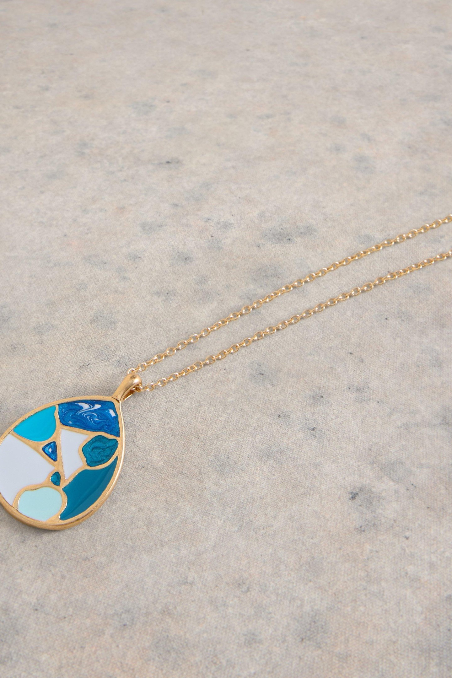 MOSAIC TILE DROP NECKLACE GOLD TONE METALLIC 1