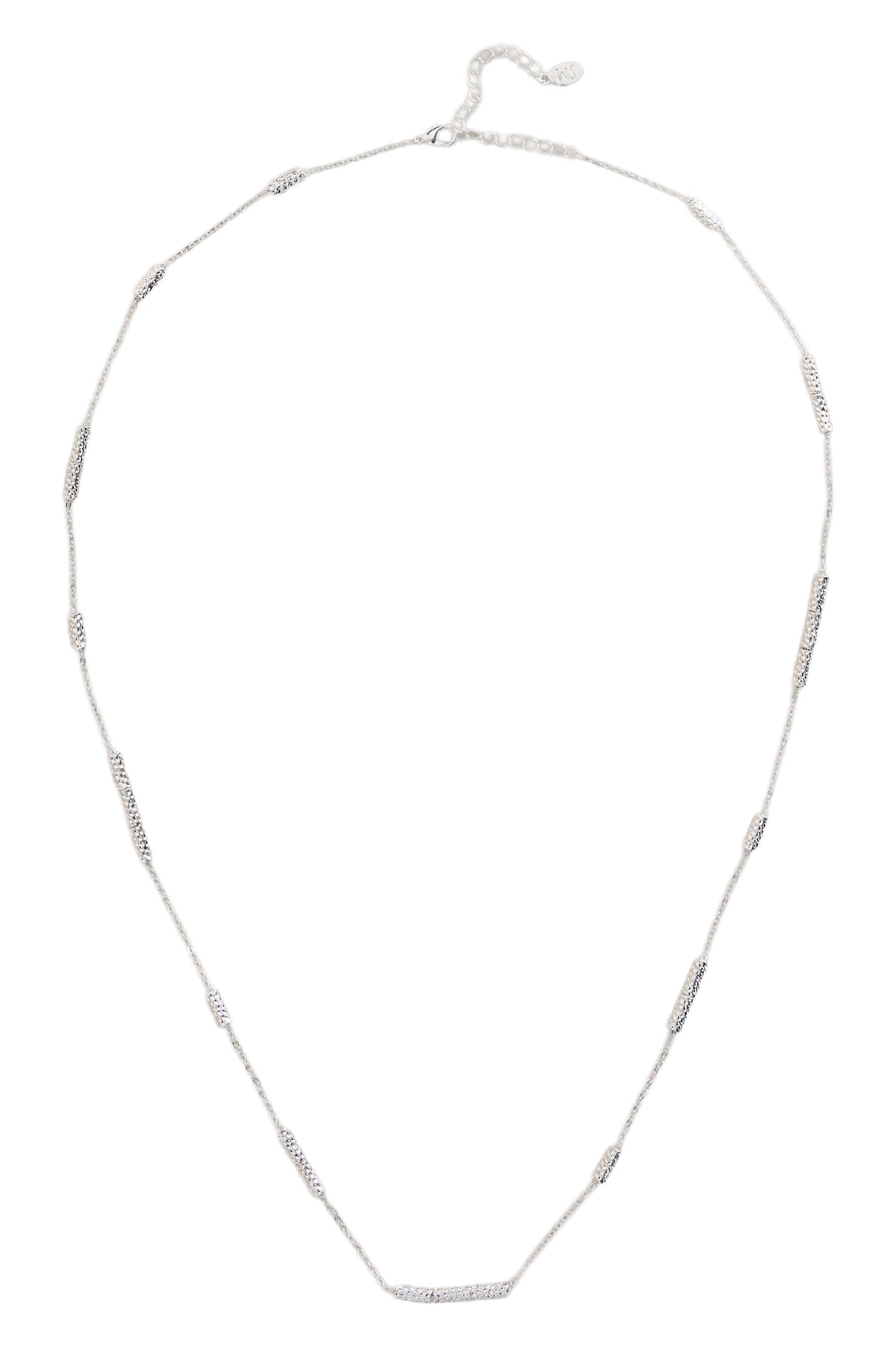 TUBULAR FINE STATION NECKLACE SILVER TONE METALLIC 2