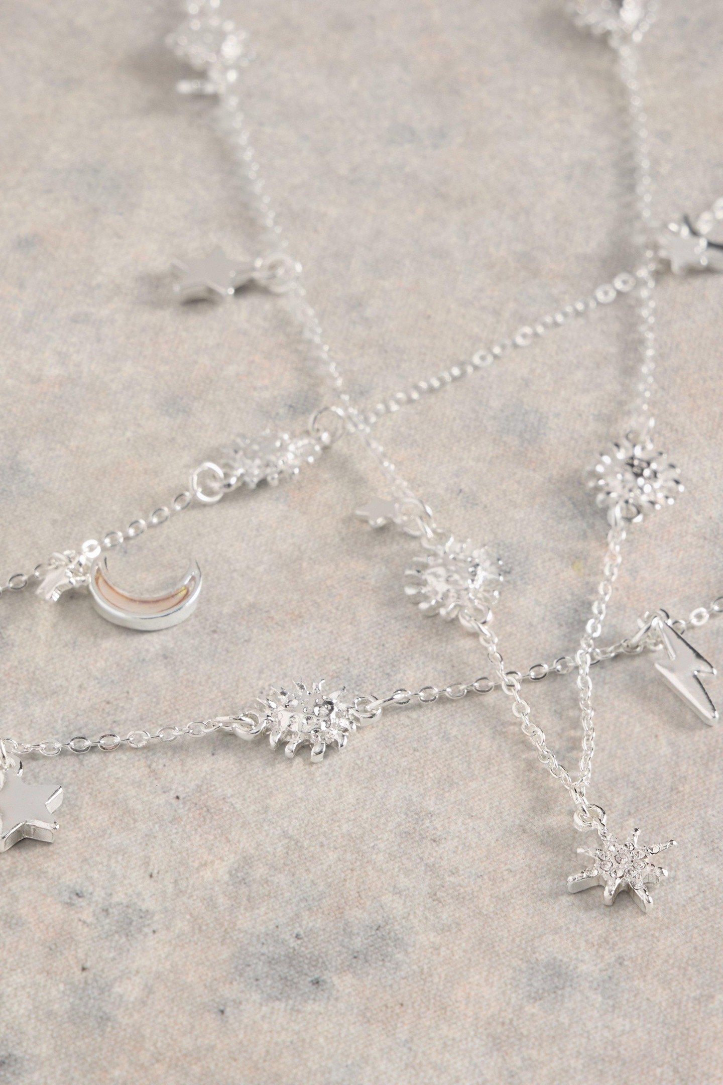 CELESTIAL LAYERED NECKLACE SILVER TONE METALLIC 2