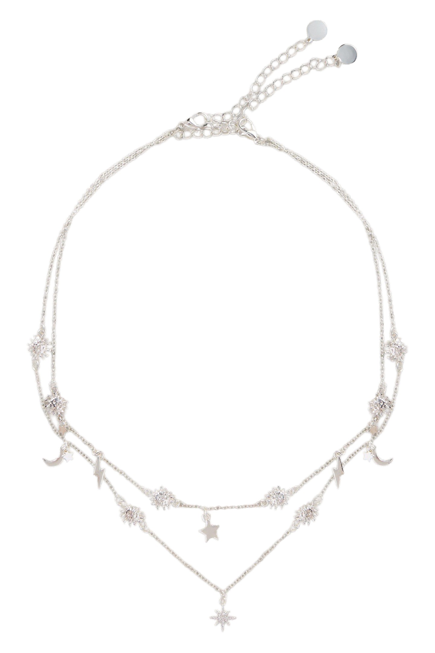 CELESTIAL LAYERED NECKLACE SILVER TONE METALLIC 1