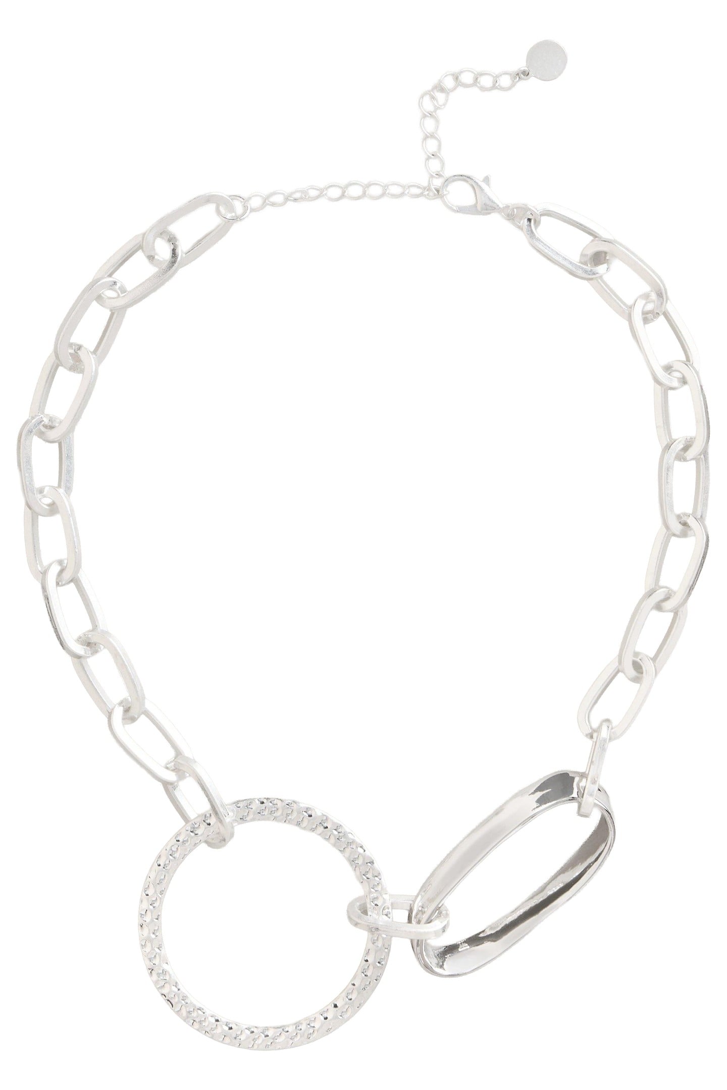 STATEMENT HAMMERED NECKLACE SILVER TONE METALLIC 1