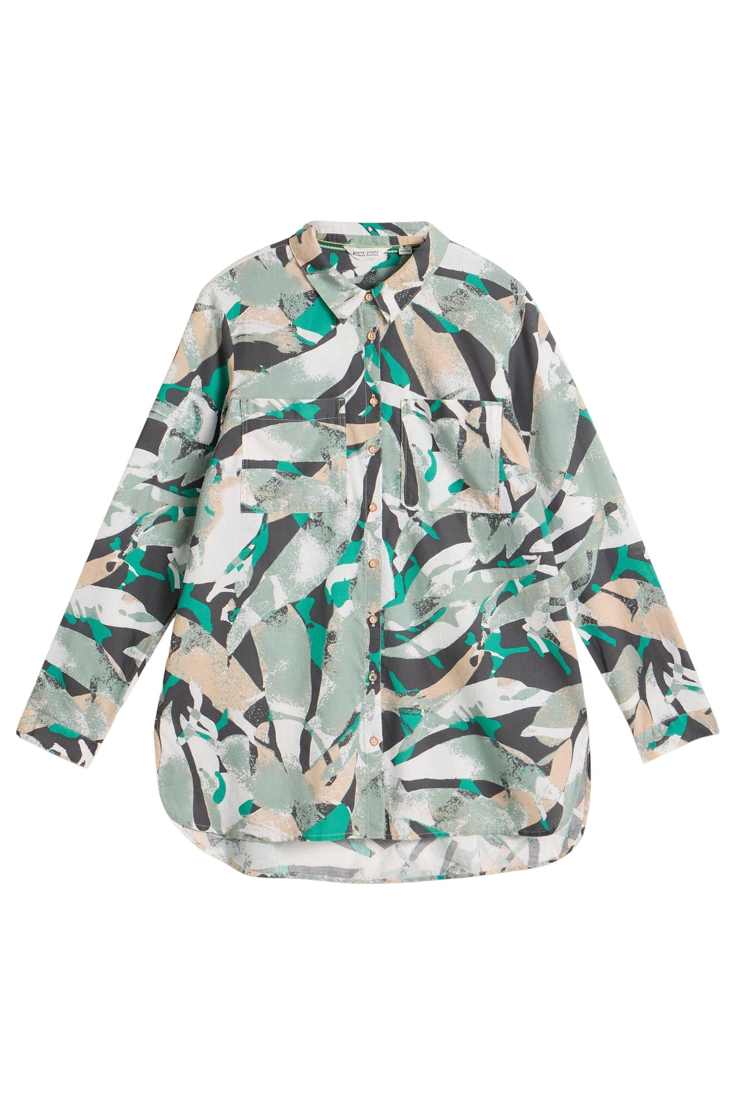 SOPHIE LONGLINE COTTON SHIRT GREY MULTI 4