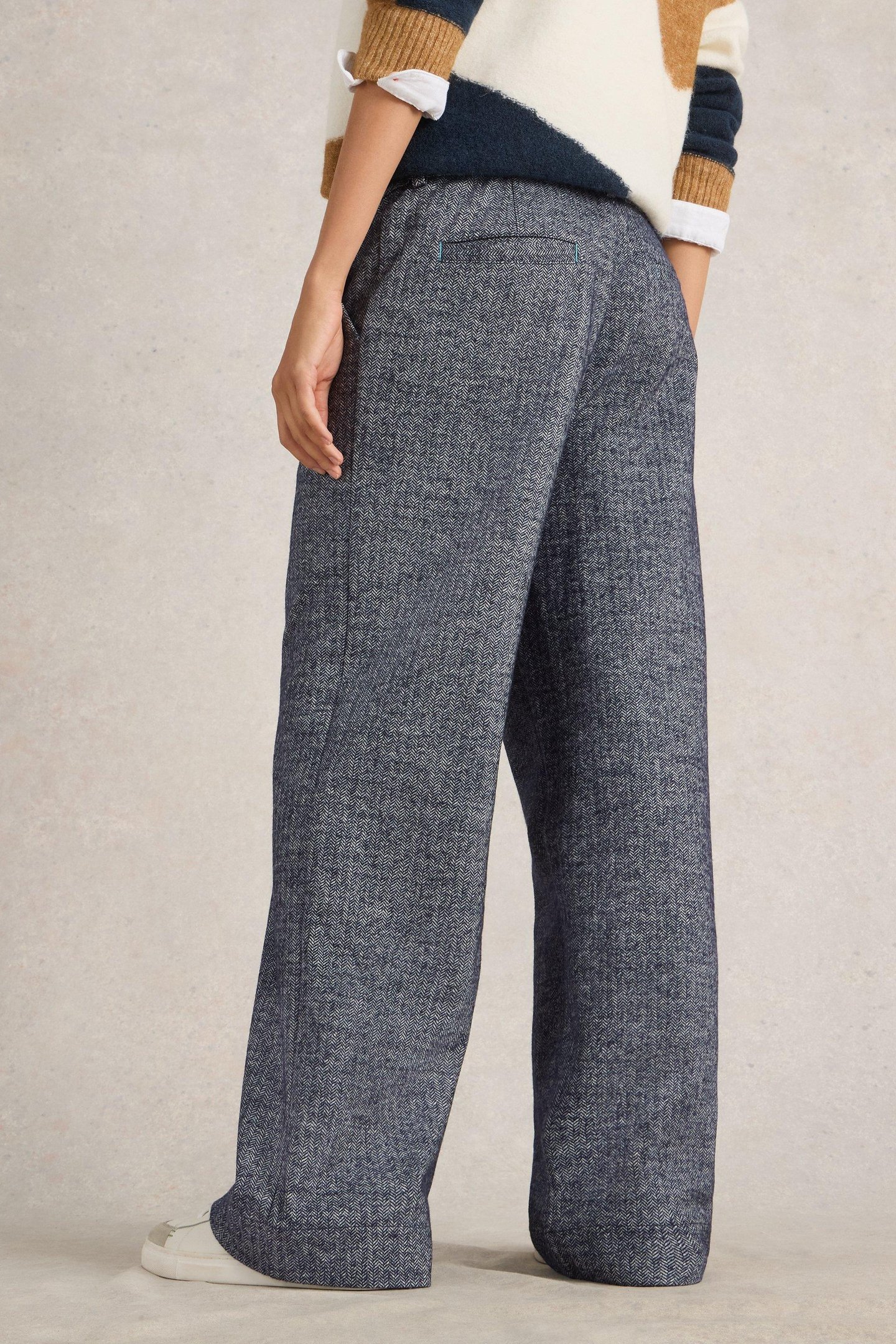 BELLE TWEEDY WIDE LEG TROUSER NAVY MULTI 3