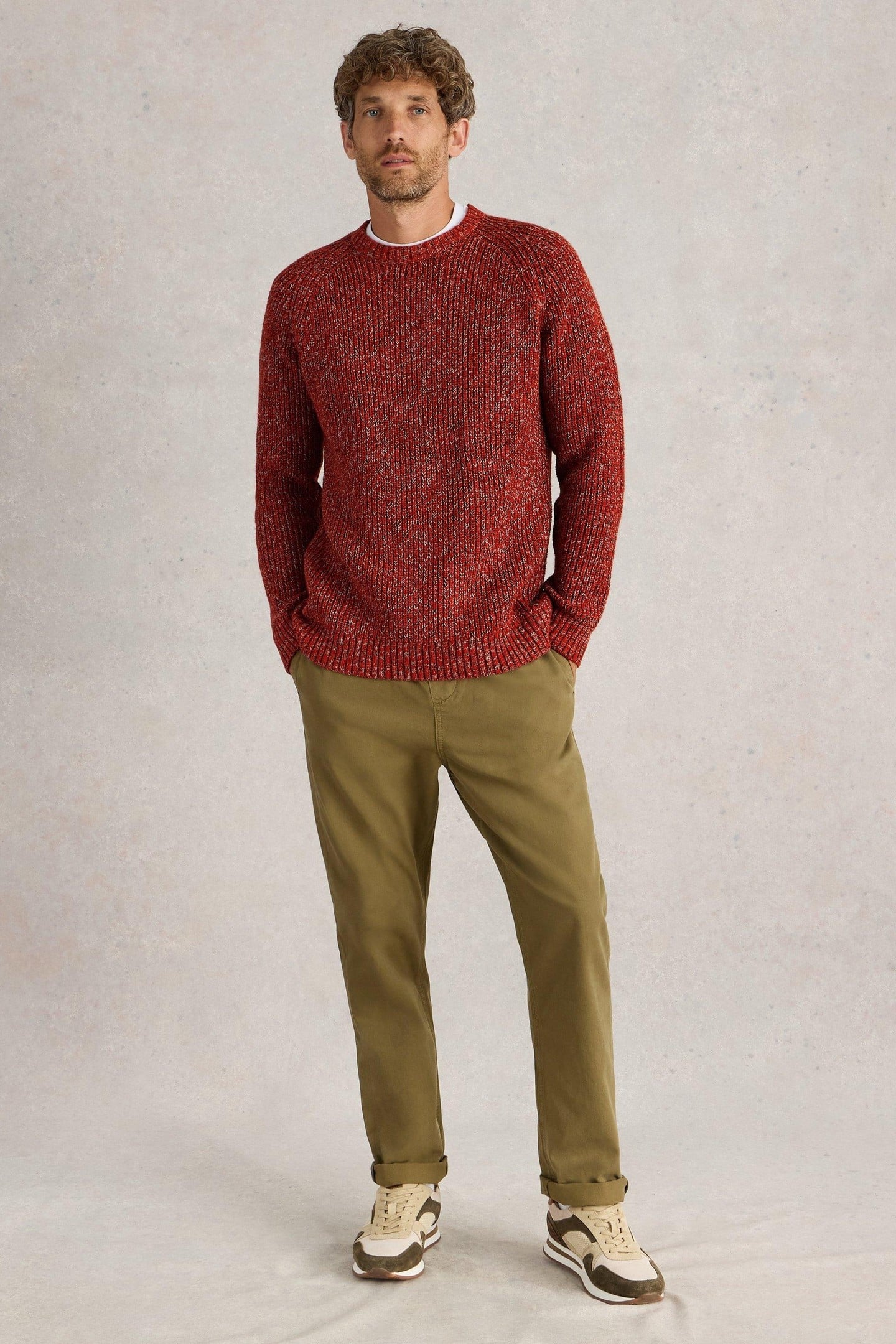 White Stuff Rye Twisted Crew Neck Red Multi Maat: XL | Sweaters Outlet | Heren | Rood